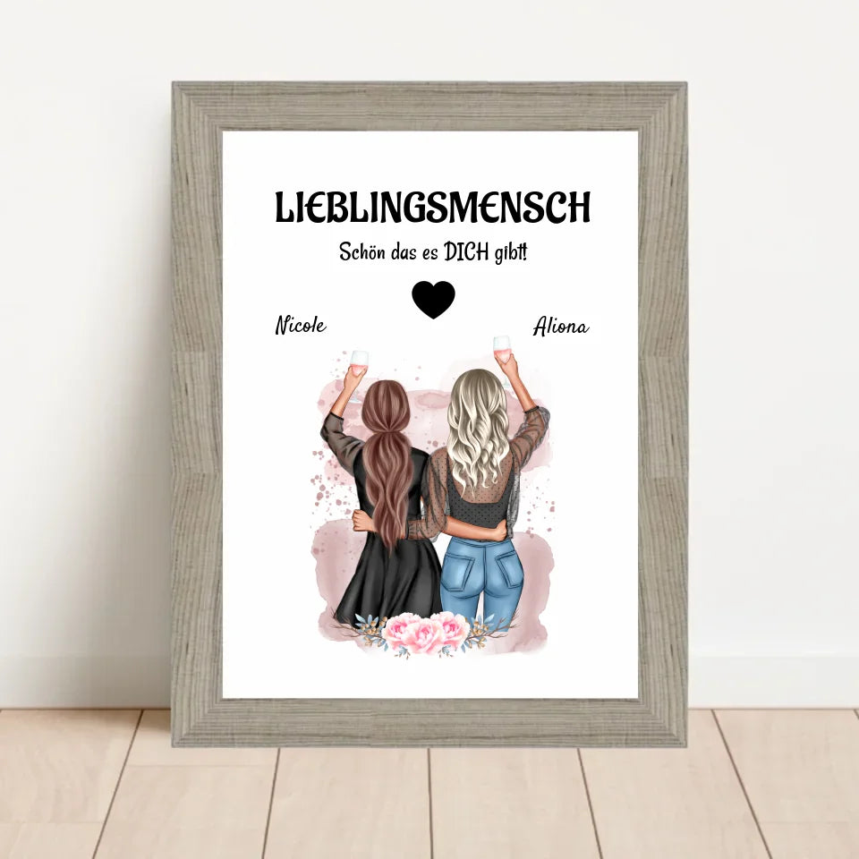 Poster mit Rahmen Beige 1