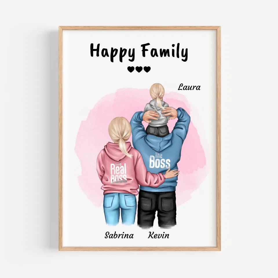 Familie Bild Mama Papa & Kind personalisiert - Cantty