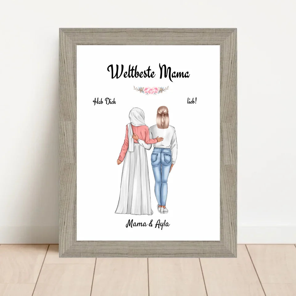 Poster mit Rahmen Beige 1