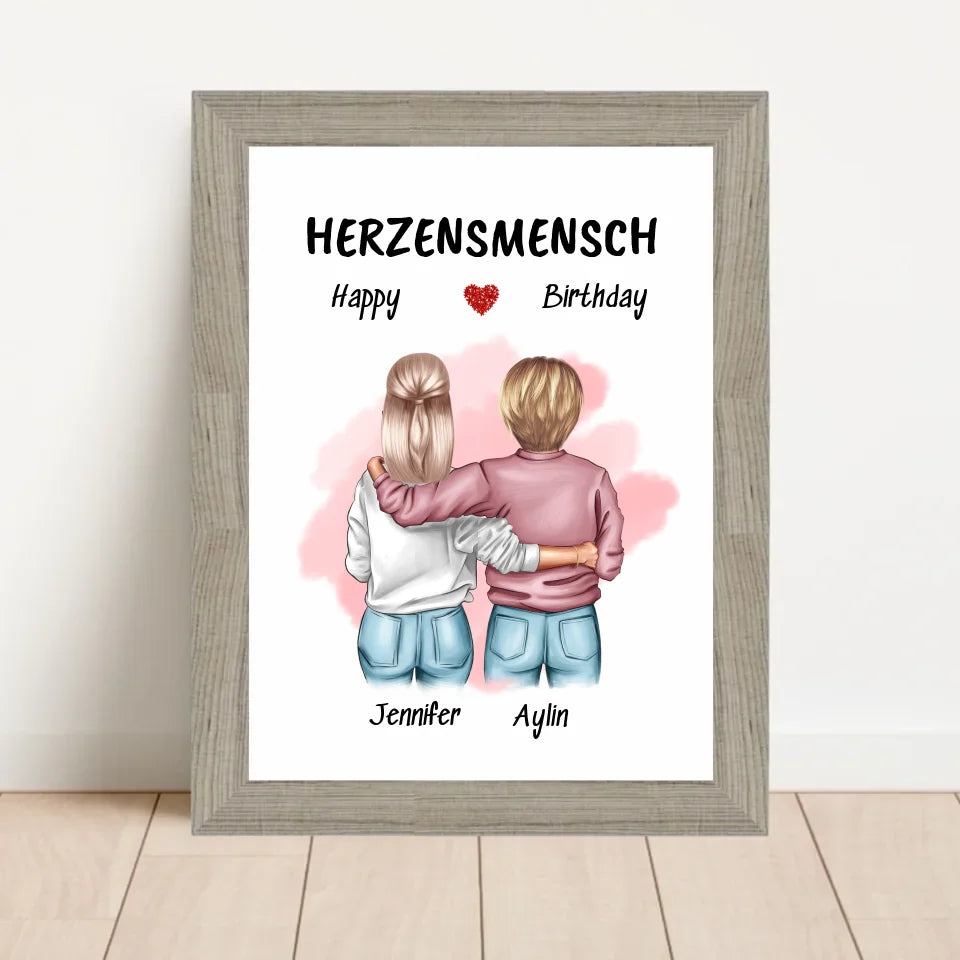 Poster mit Rahmen Beige 1