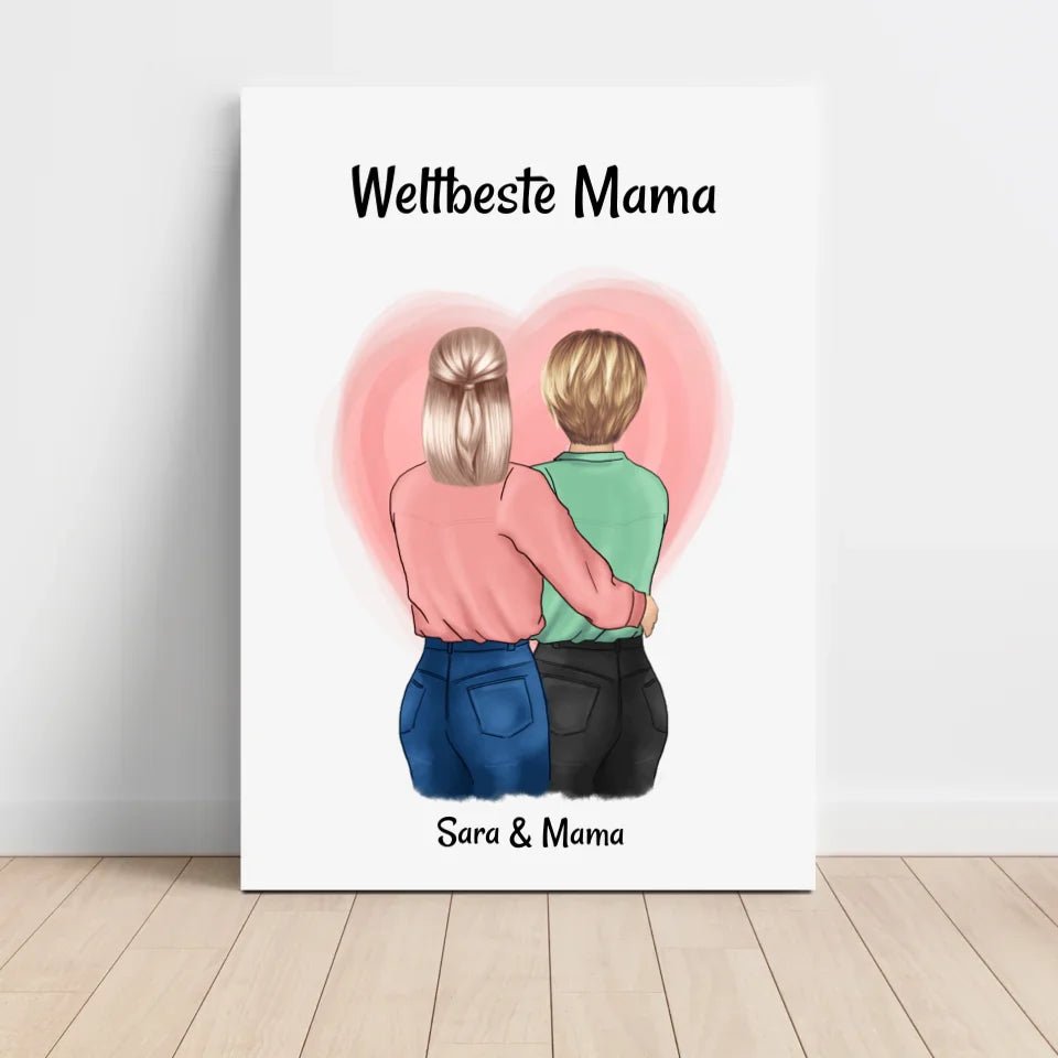 Make-up-Tasche Für Mama/Oma – Bedruckt Mit "Mama, Mimi, Gigi", 24,4 X 18,8 Cm, Wasserdichte Innenseite, Baumwolle-Leinen