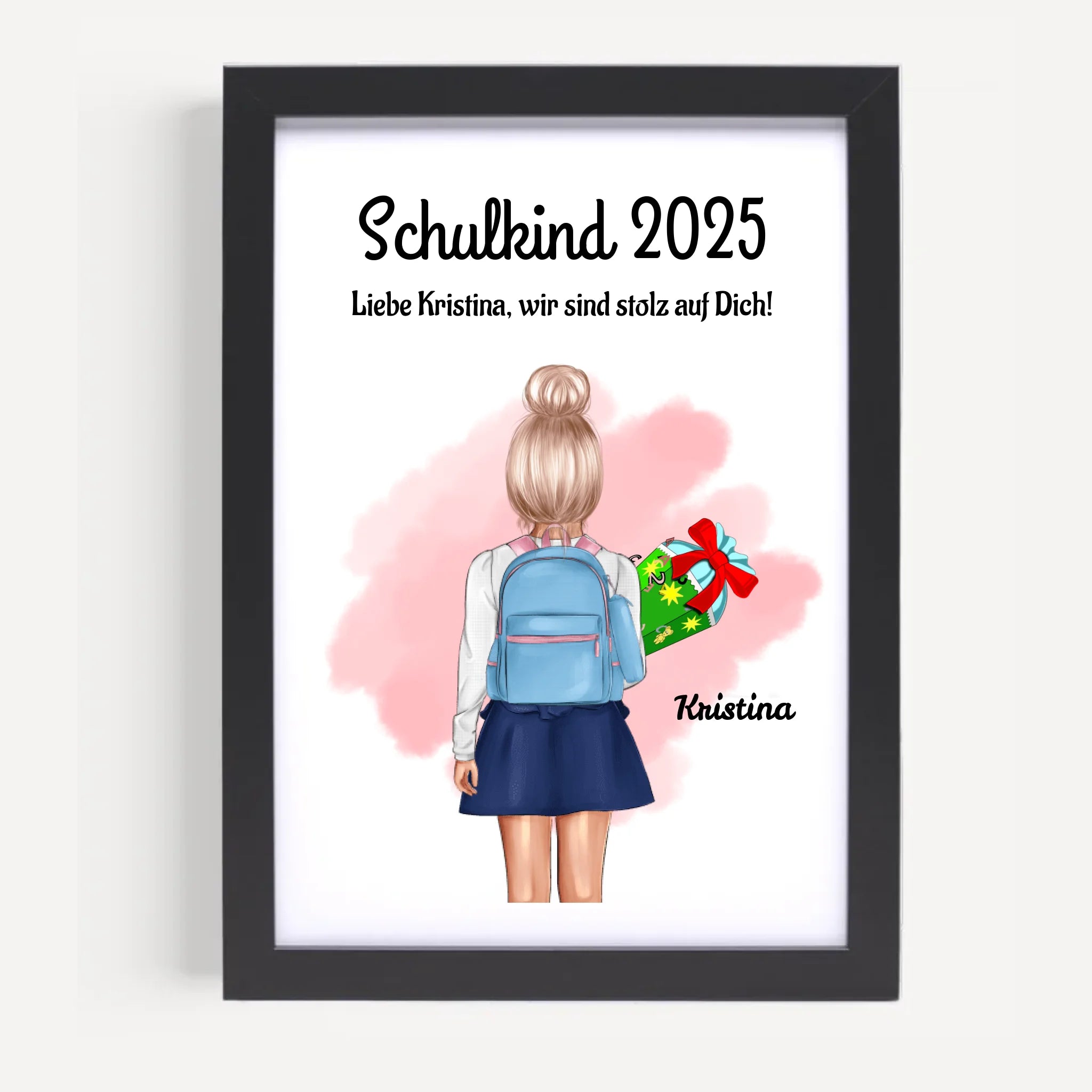 Einschulung Mädchen Bild Poster Geschenk Schulkind 1 Klasse personalisiert - Cantty