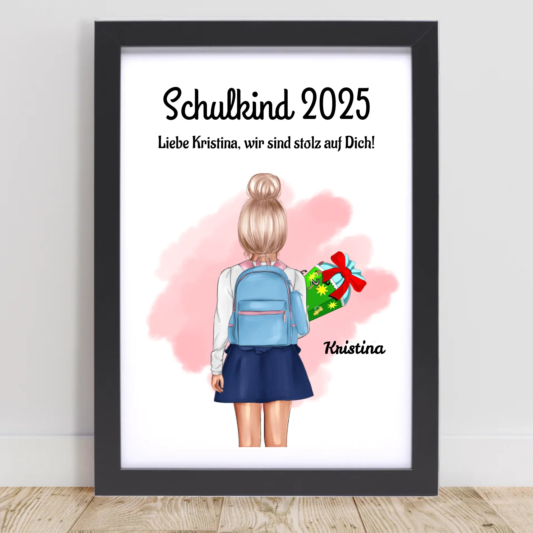 Einschulung Mädchen Bild Poster Geschenk Schulkind 1 Klasse personalisiert - Cantty