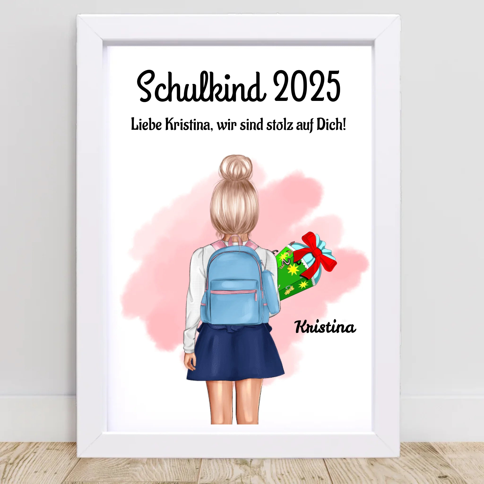 Einschulung Mädchen Bild Poster Geschenk Schulkind 1 Klasse personalisiert - Cantty