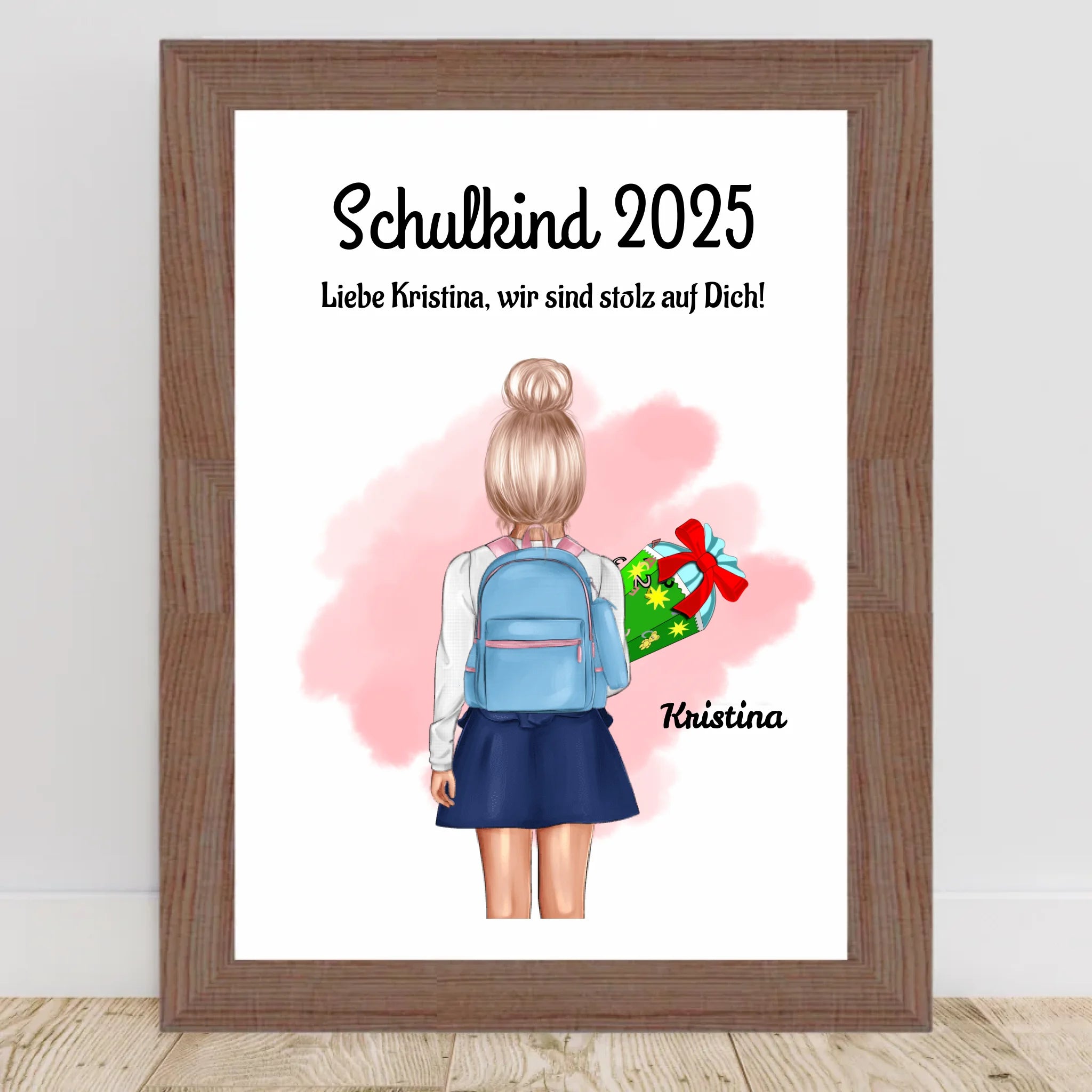 Einschulung Mädchen Bild Poster Geschenk Schulkind 1 Klasse personalisiert - Cantty