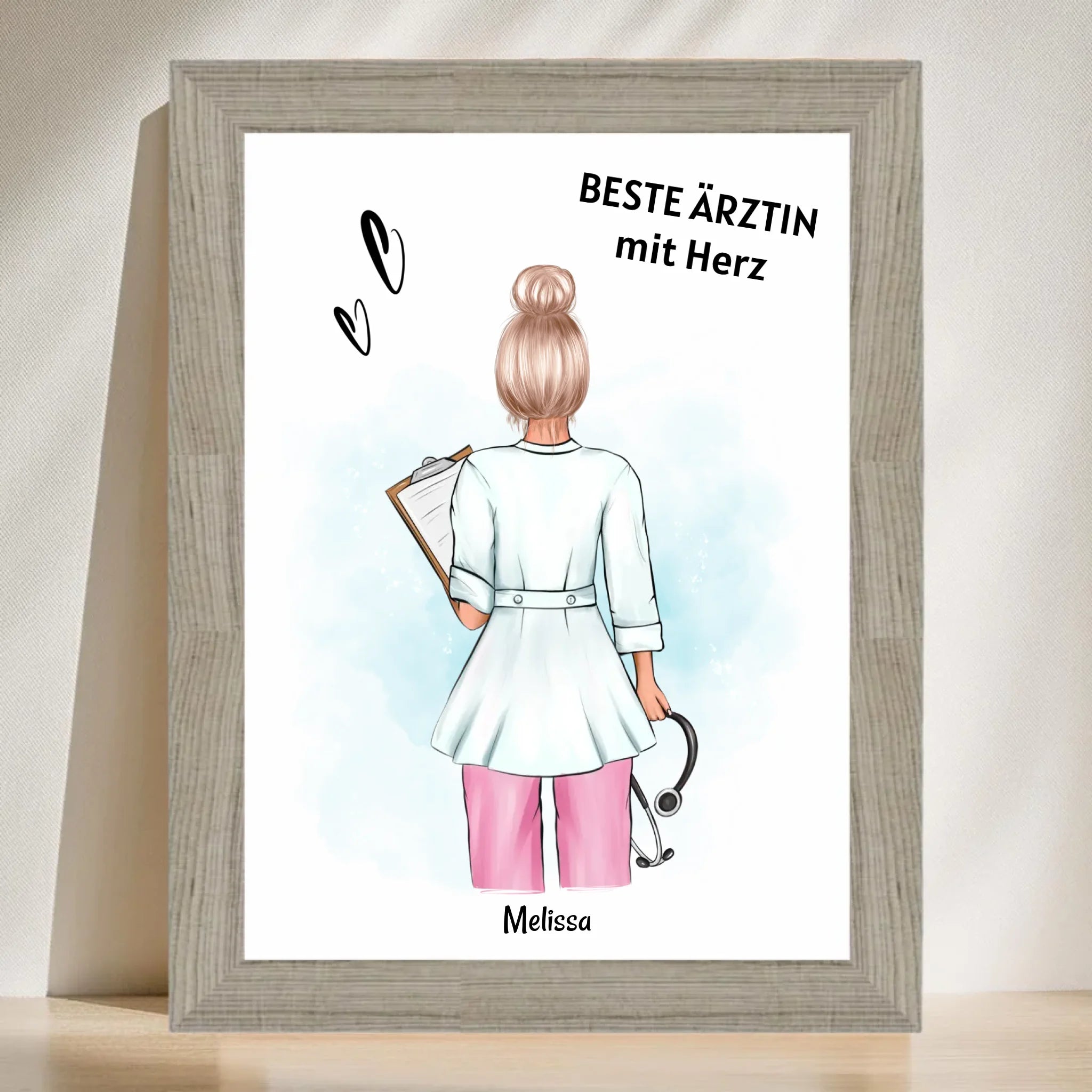 Poster mit Rahmen Beige 3