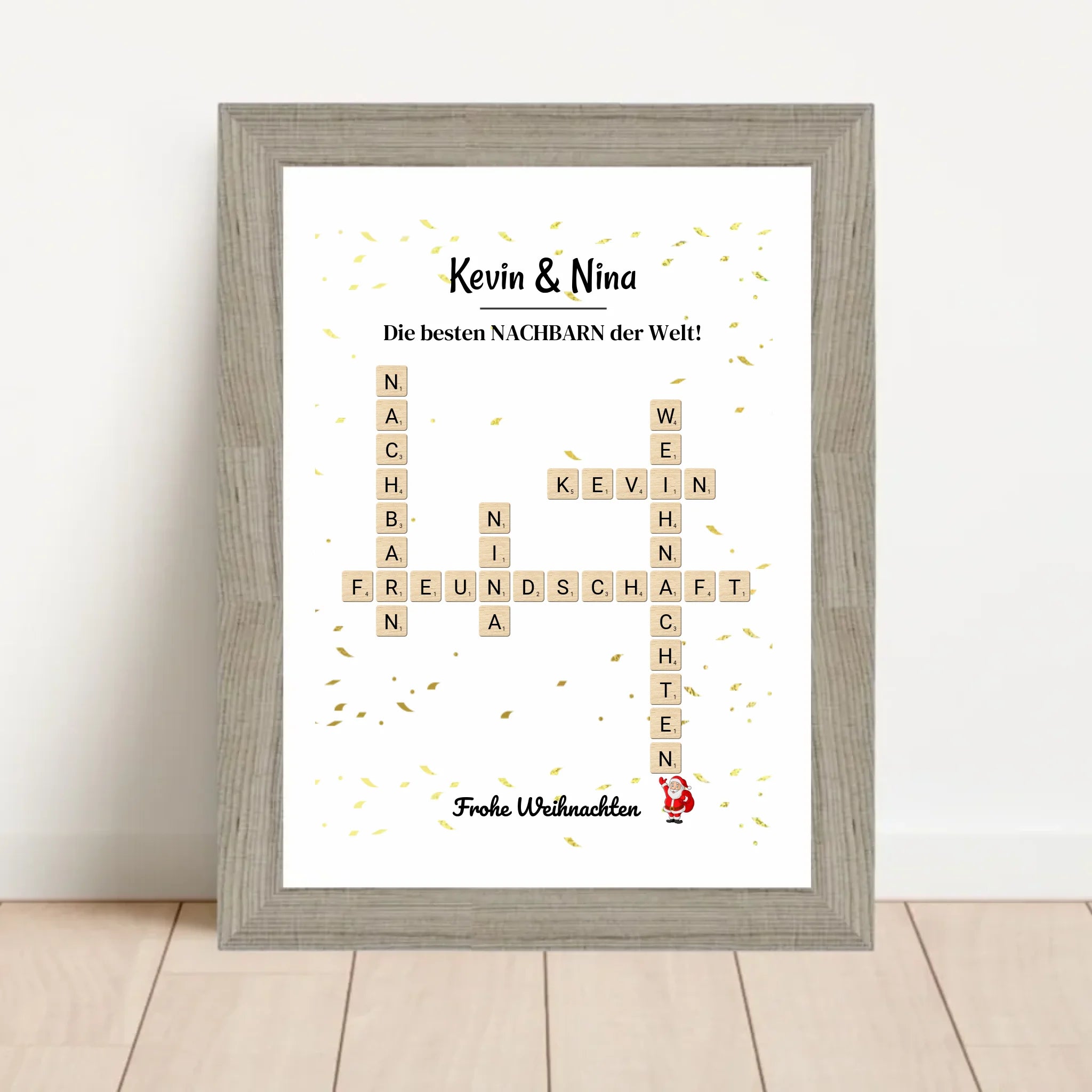 Poster mit Rahmen Beige 1