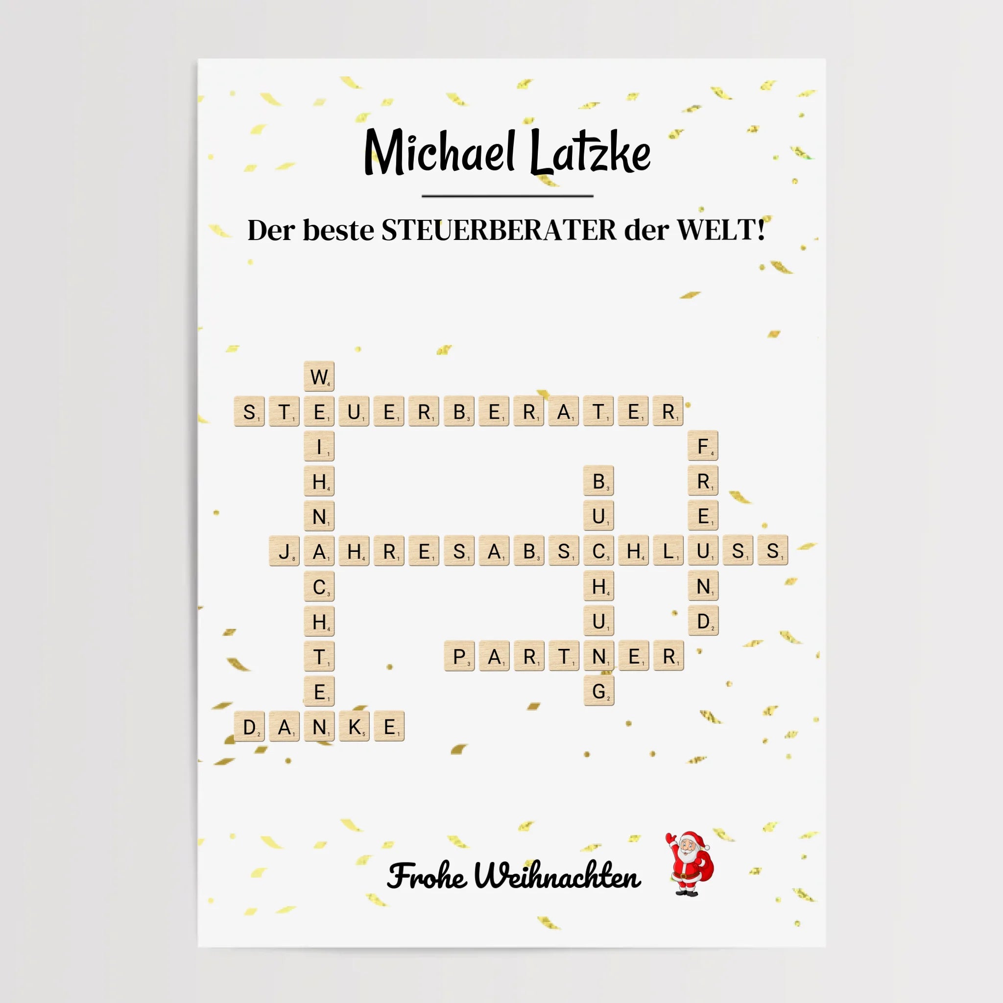 Steuerberater Weihnachtsgeschenk Poster Scrabble Design - Cantty