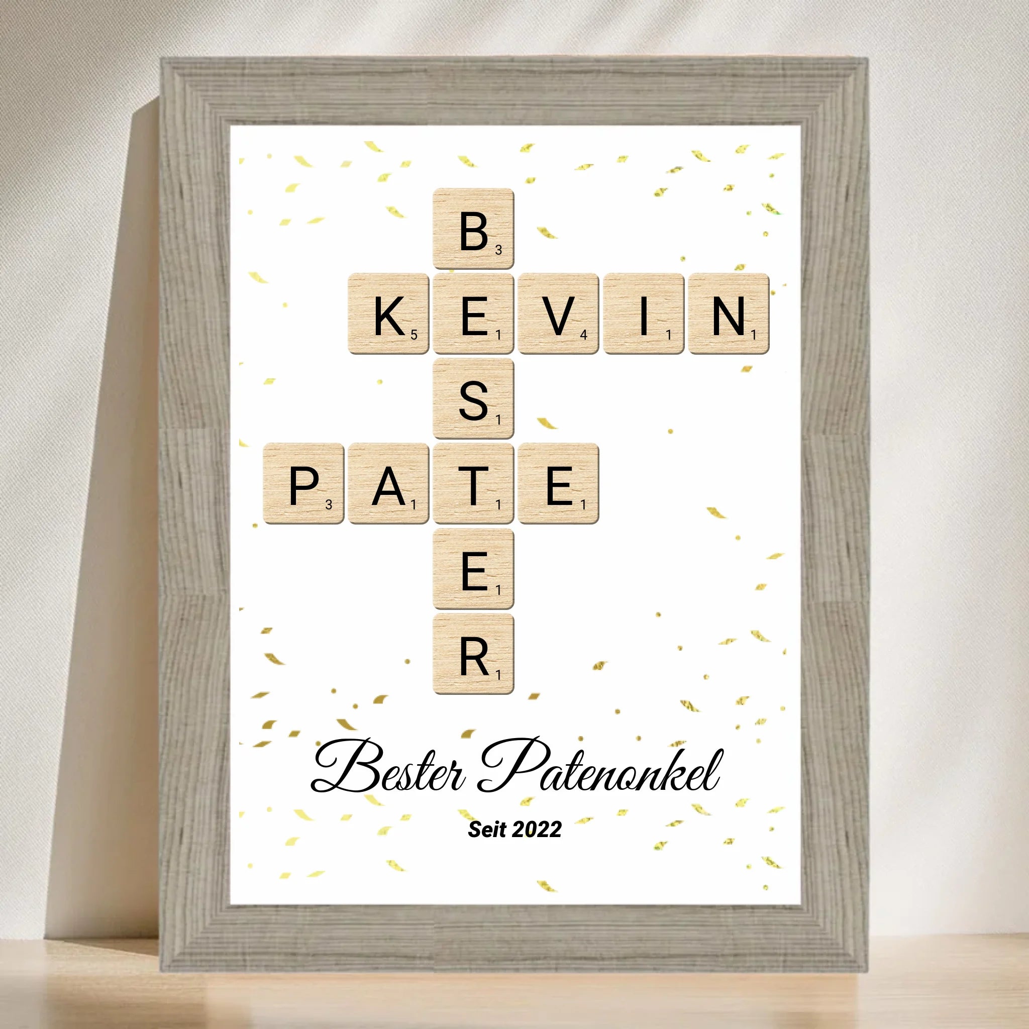 Poster mit Rahmen Beige 3