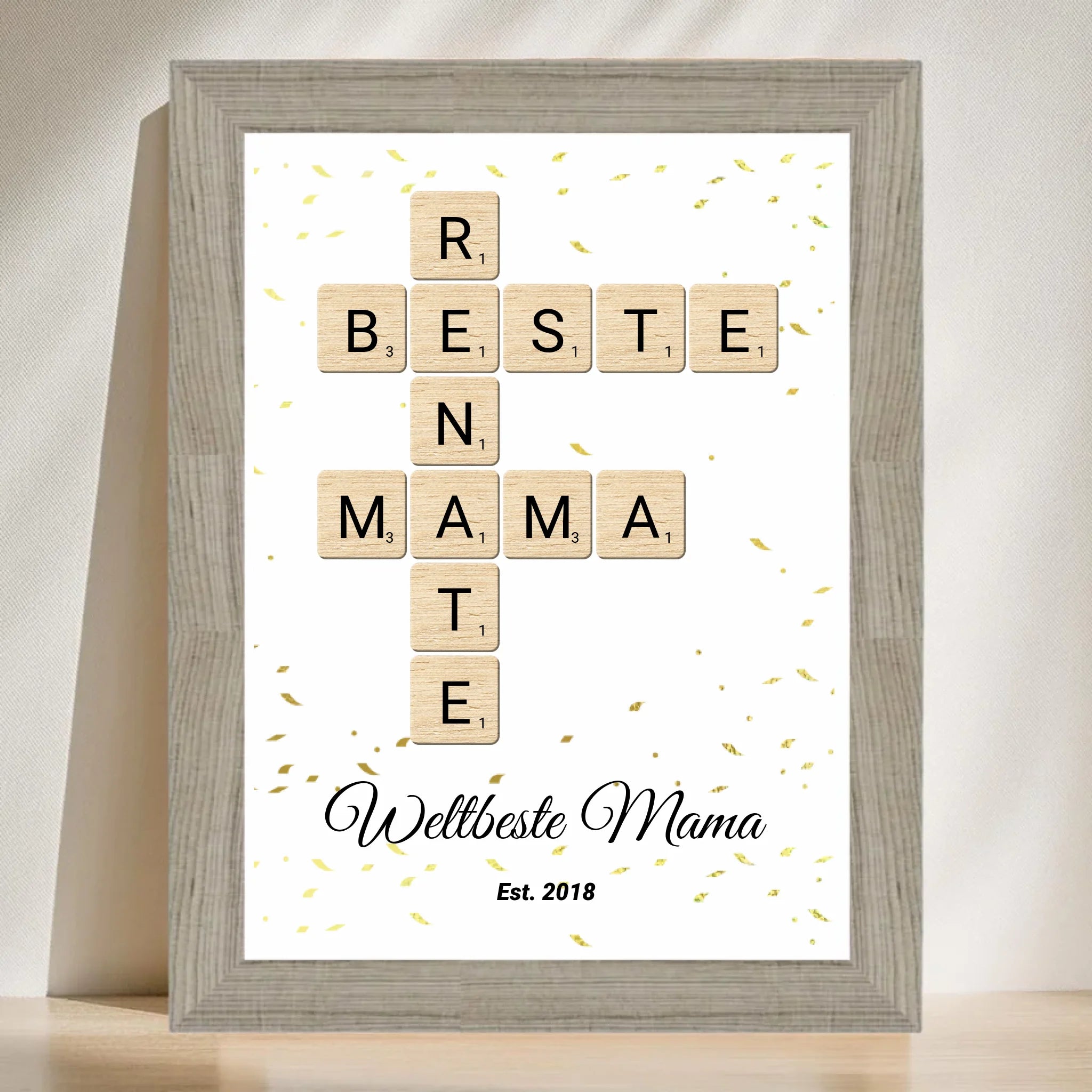 Poster mit Rahmen Beige 3