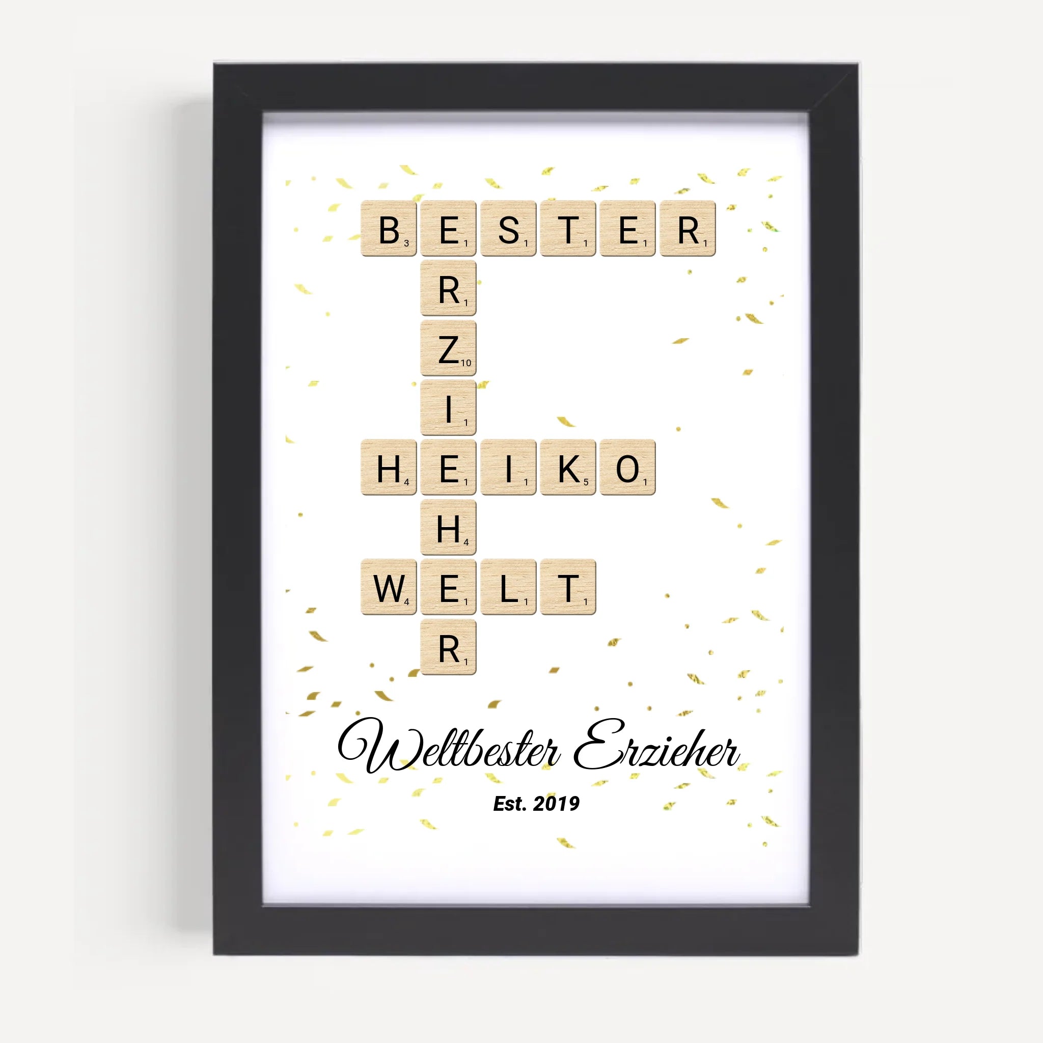 Weihnachtsgeschenk für Erzieher Scrabble Wort Poster personalisierbar - Cantty