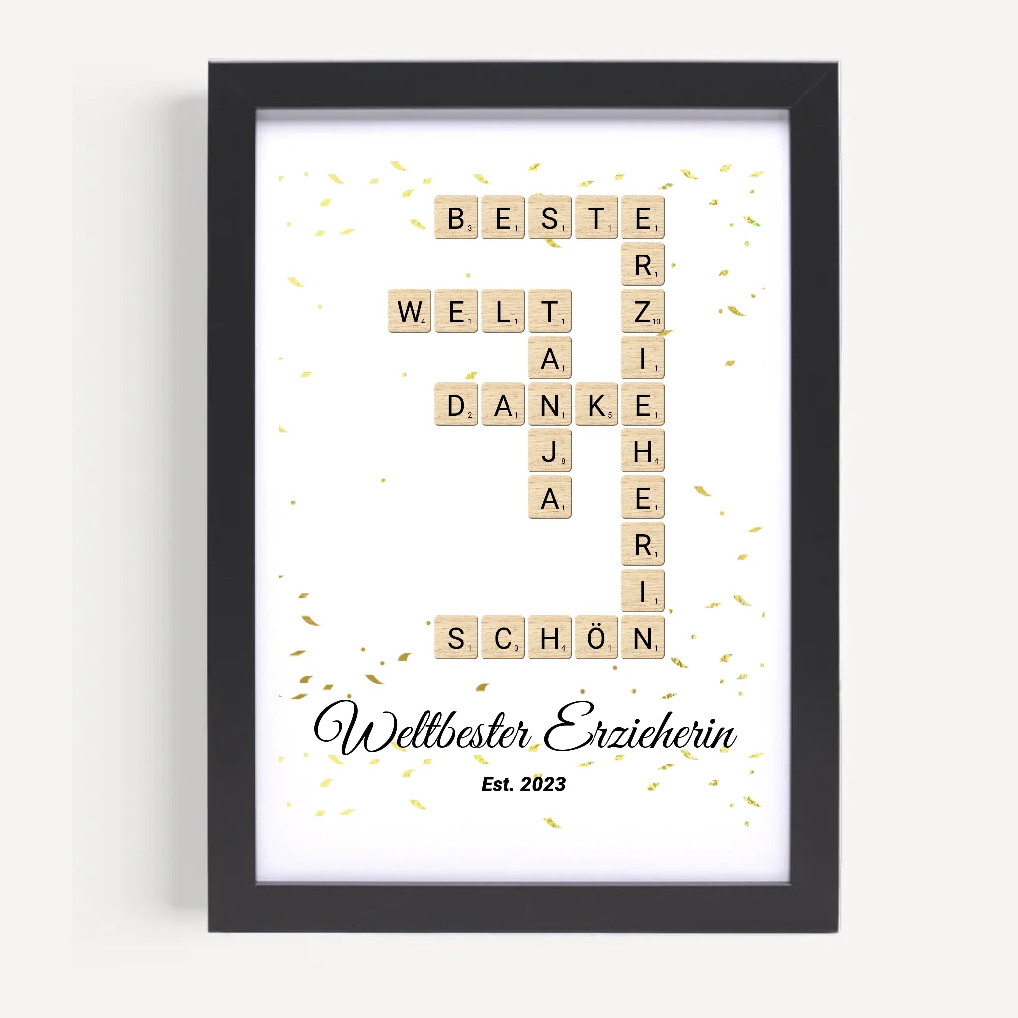 Weihnachtsgeschenk für Erzieherin Scrabble Wort Poster personalisierbar - Cantty