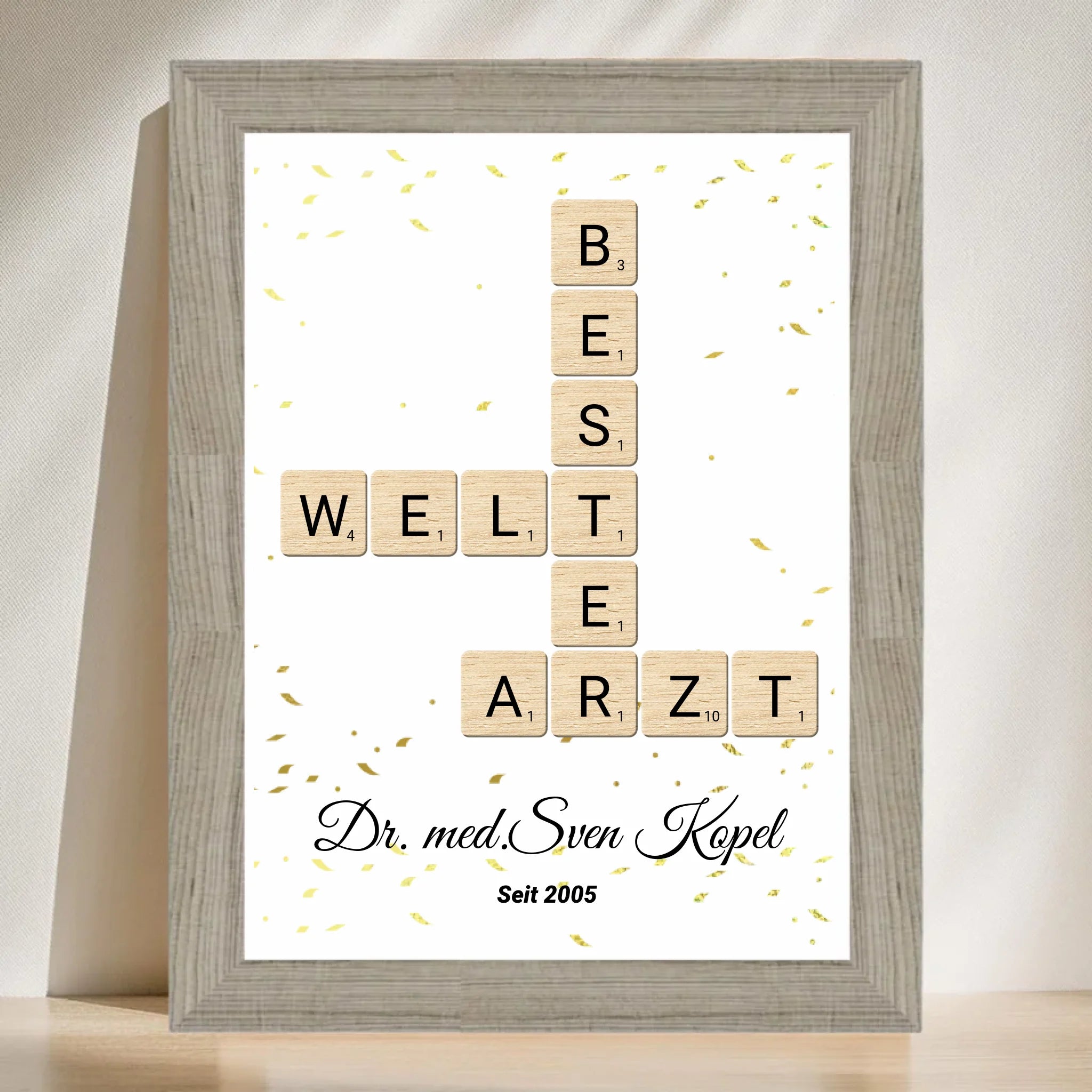 Poster mit Rahmen Beige 3