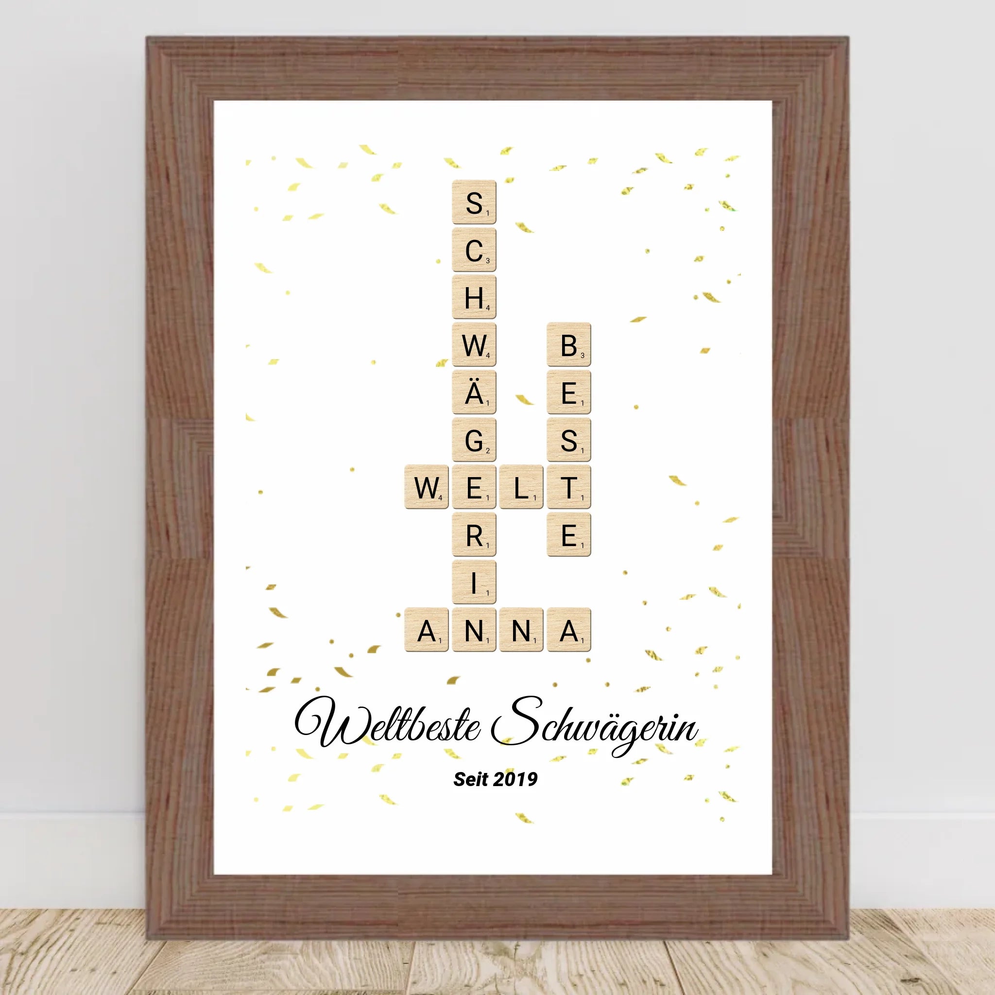 Schwägerin Weihnachtsgeschenk Scrabble Wort Poster personalisierbar - Cantty