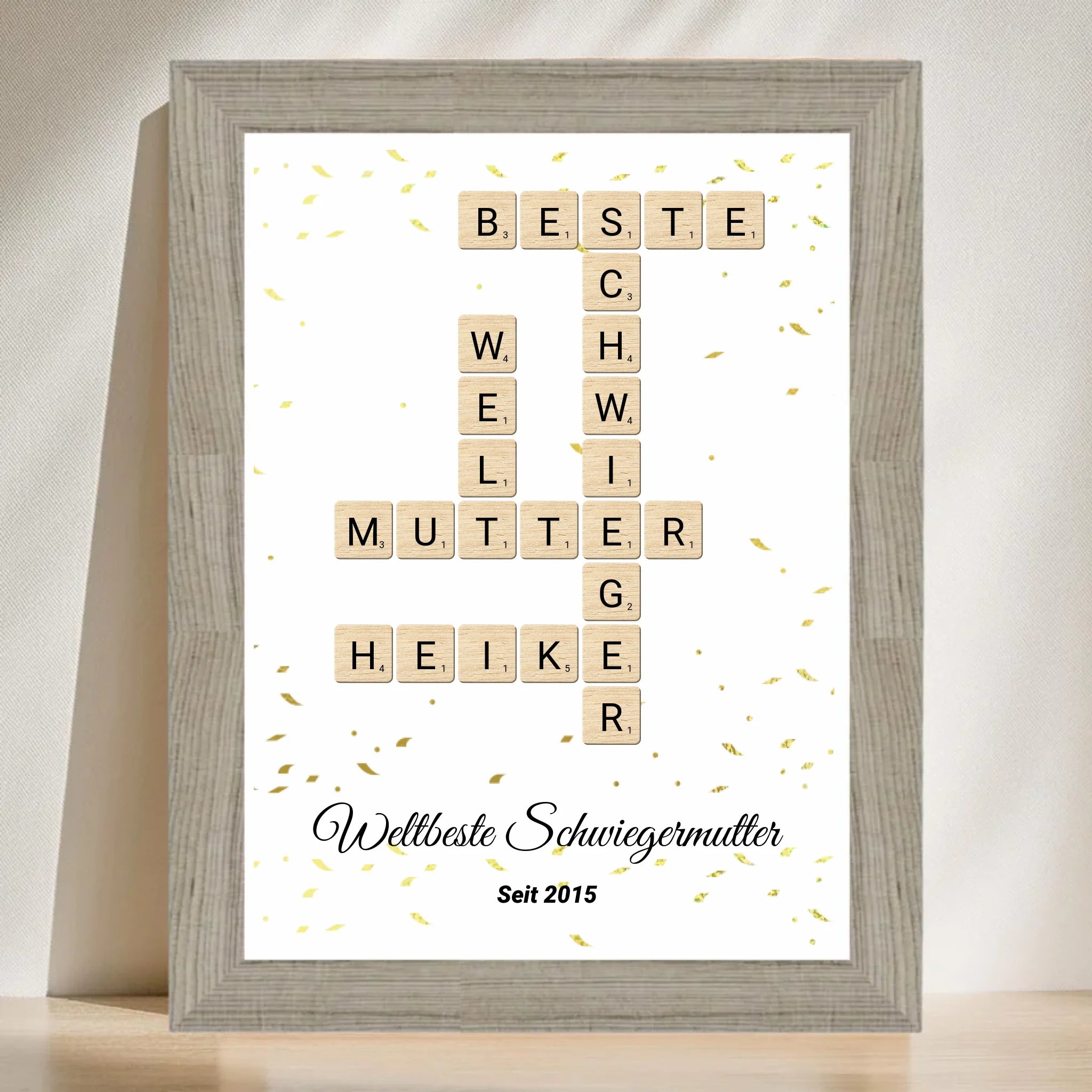 Poster mit Rahmen Beige 3