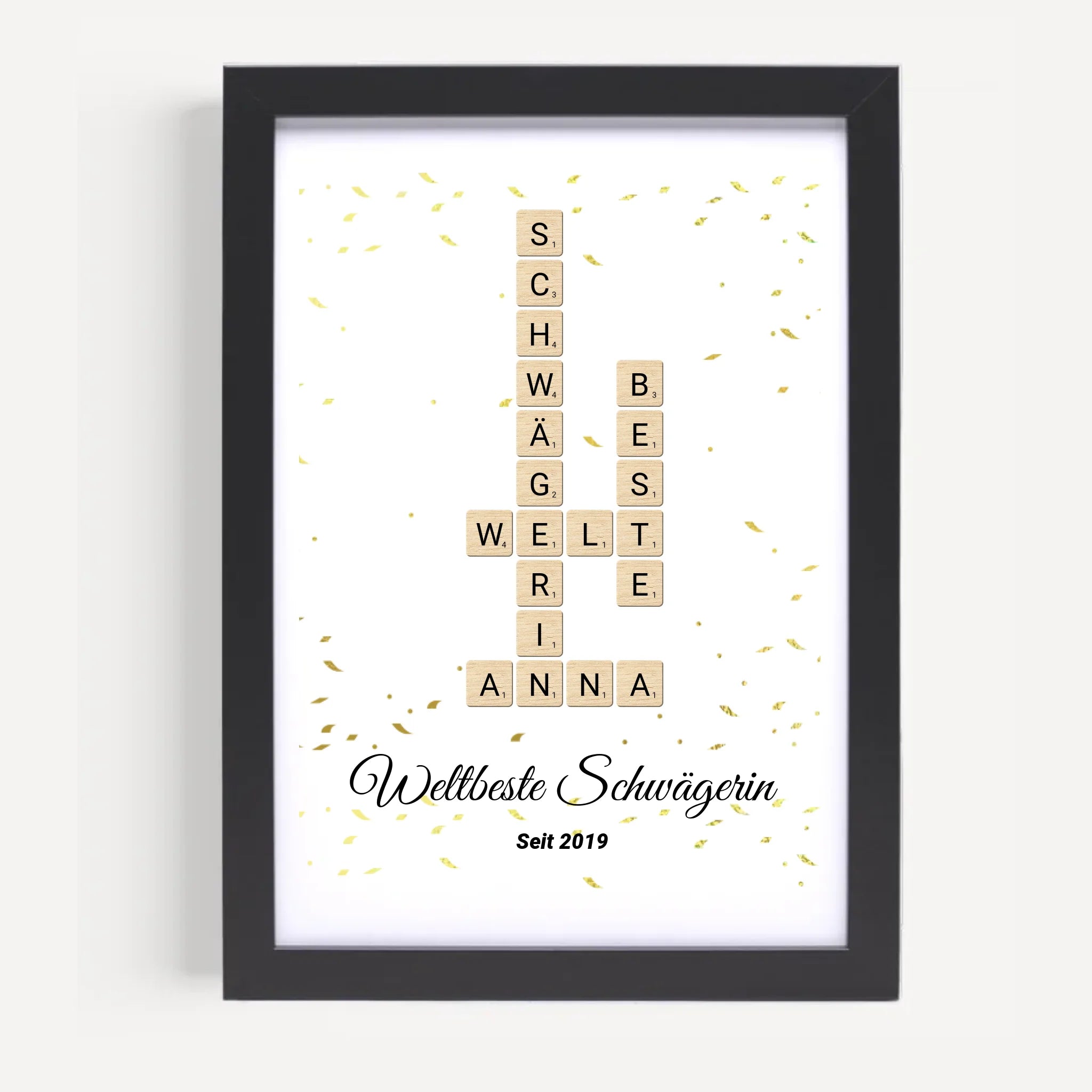 Schwägerin Weihnachtsgeschenk Scrabble Wort Poster personalisierbar - Cantty