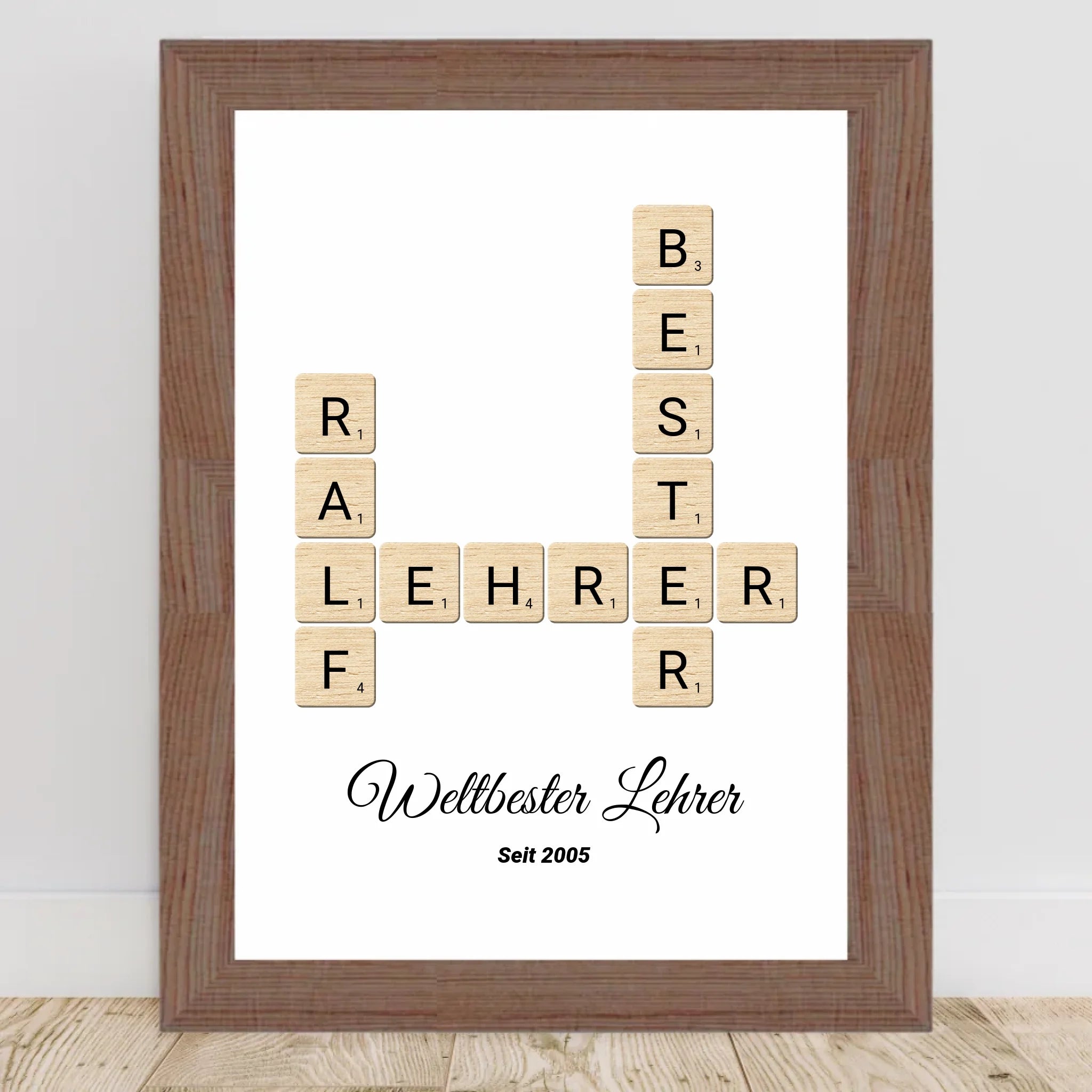 Weihnachtsgeschenk für Lehrer Scrabble Wort Poster personalisierbar - Cantty