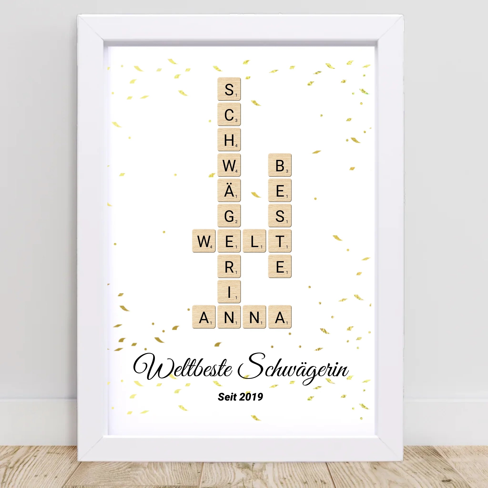 Schwägerin Weihnachtsgeschenk Scrabble Wort Poster personalisierbar - Cantty