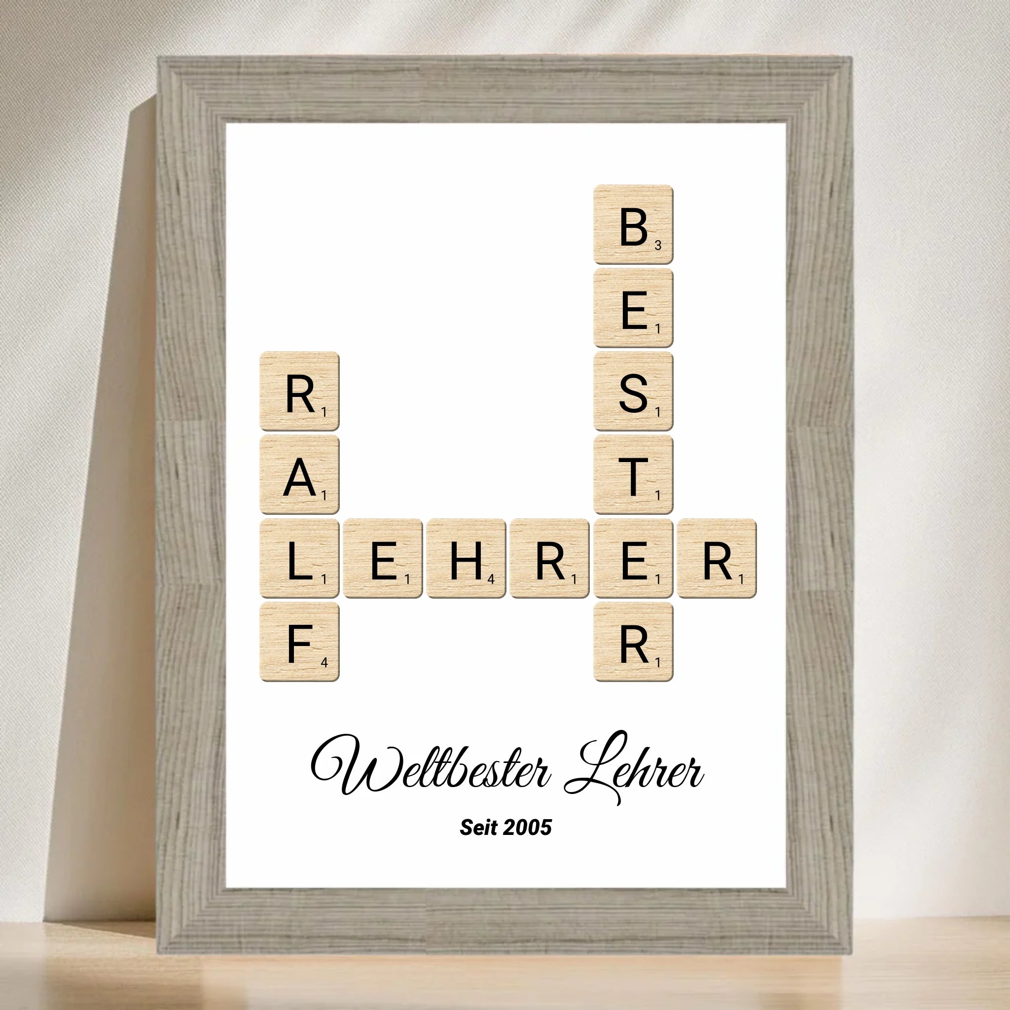 Weihnachtsgeschenk für Lehrer Scrabble Wort Poster personalisierbar - Cantty