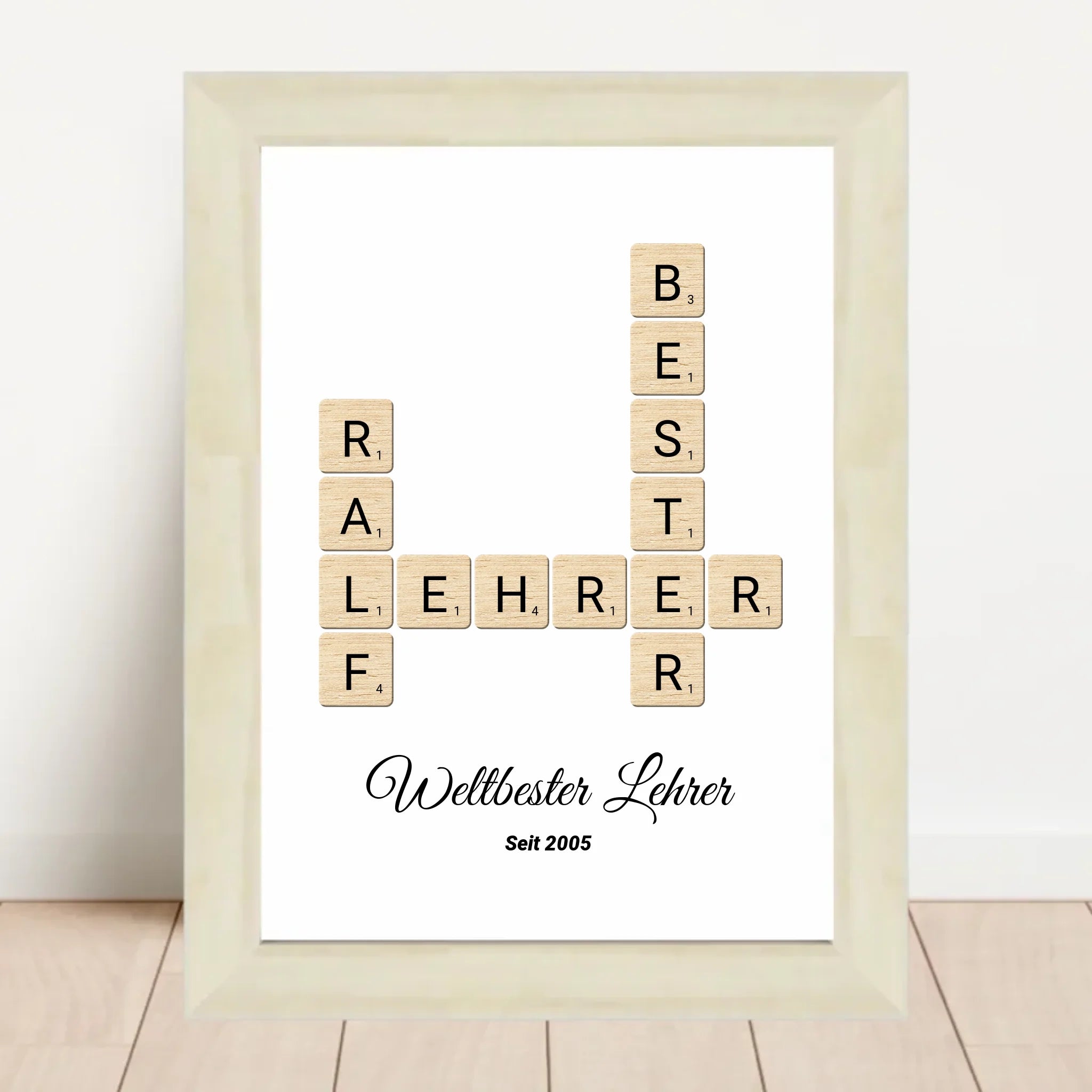 Weihnachtsgeschenk für Lehrer Scrabble Wort Poster personalisierbar - Cantty