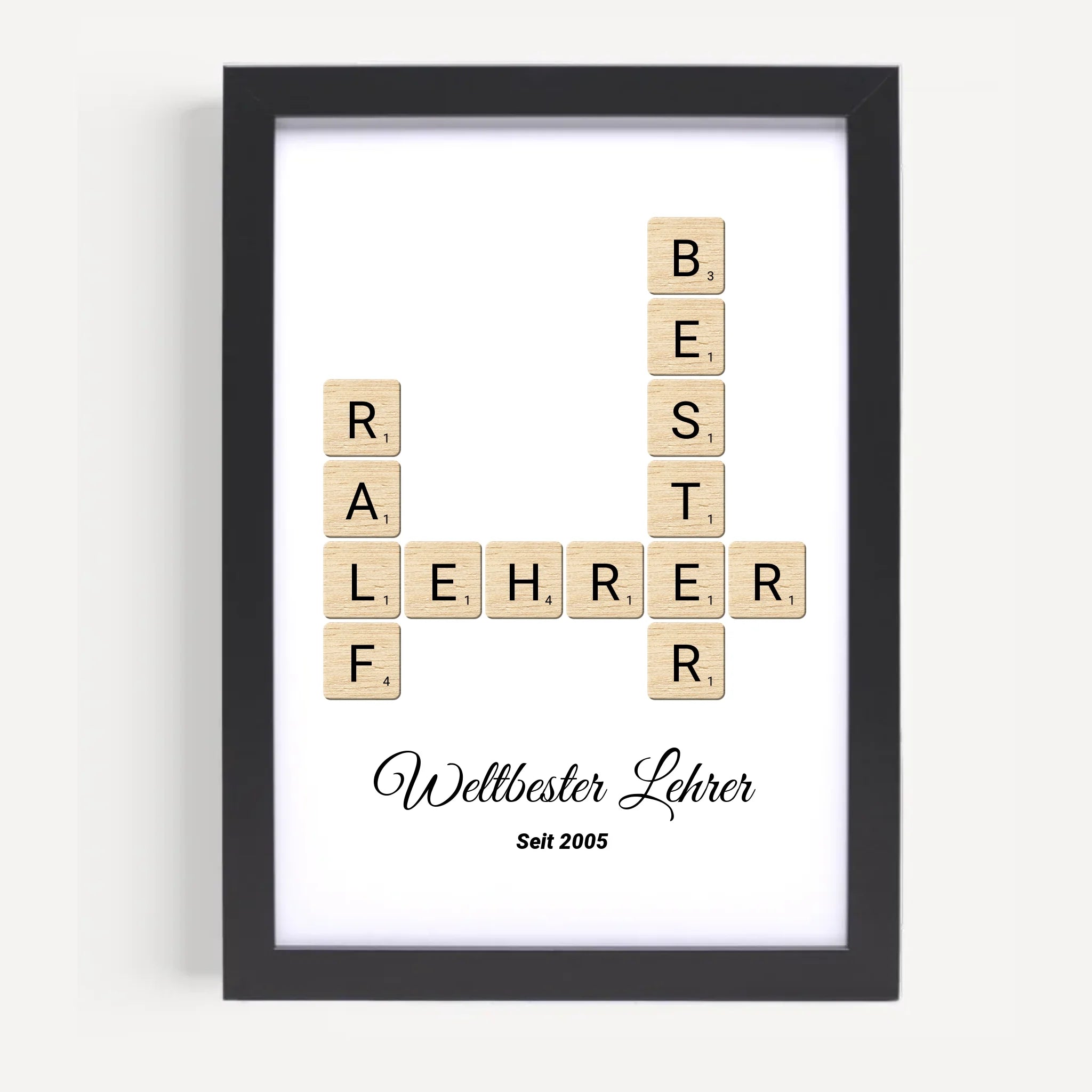 Weihnachtsgeschenk für Lehrer Scrabble Wort Poster personalisierbar - Cantty