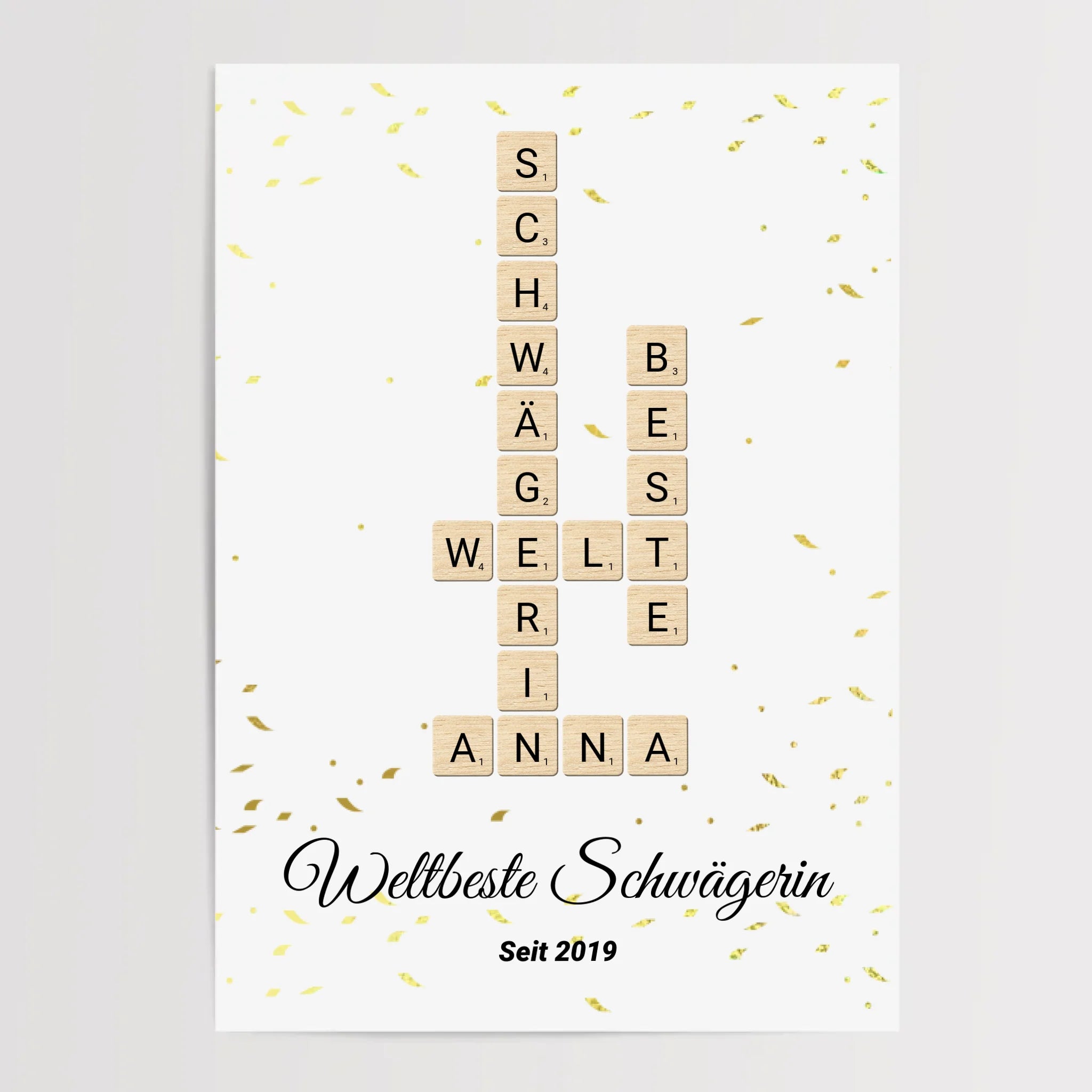 Schwägerin Weihnachtsgeschenk Scrabble Wort Poster personalisierbar - Cantty