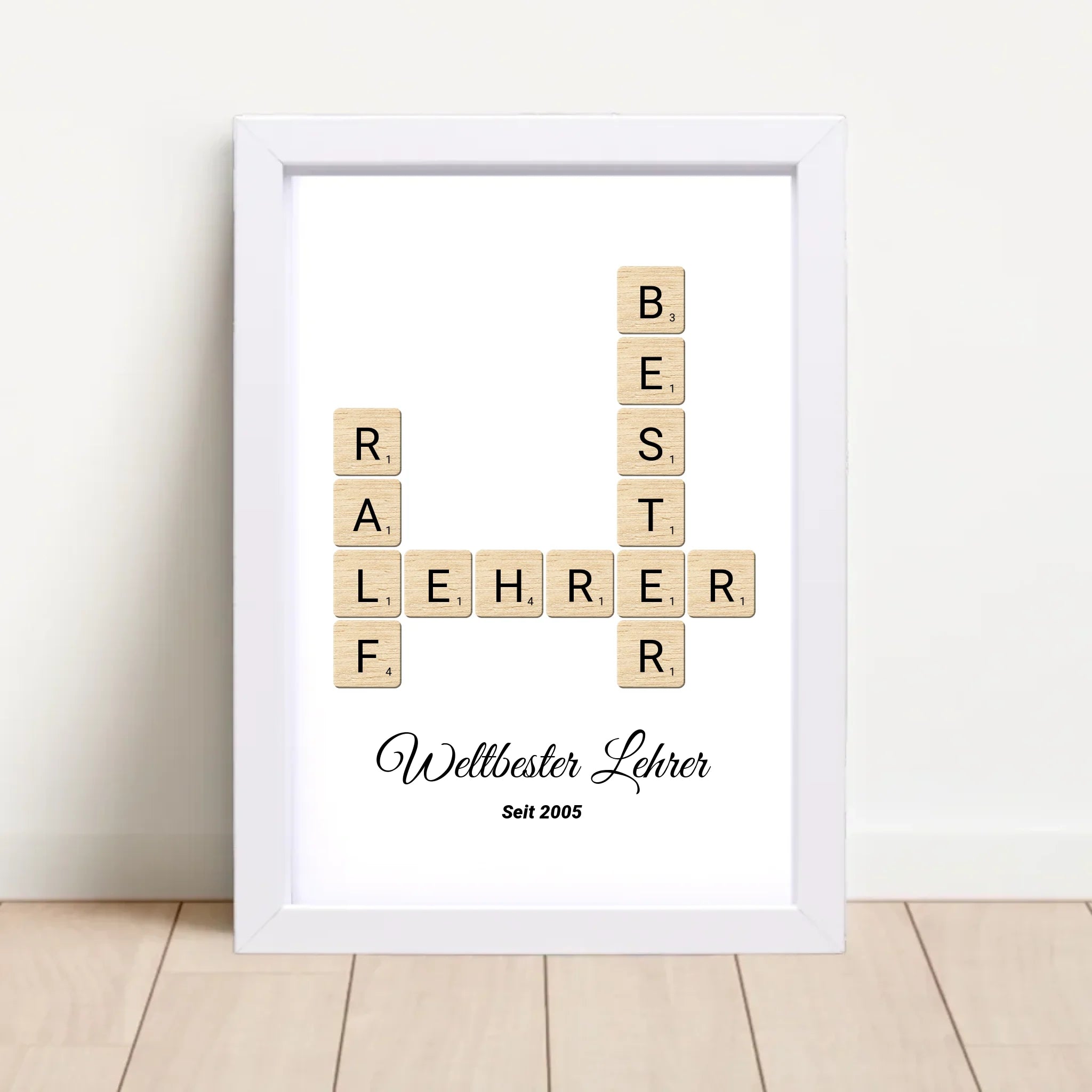 Weihnachtsgeschenk für Lehrer Scrabble Wort Poster personalisierbar - Cantty