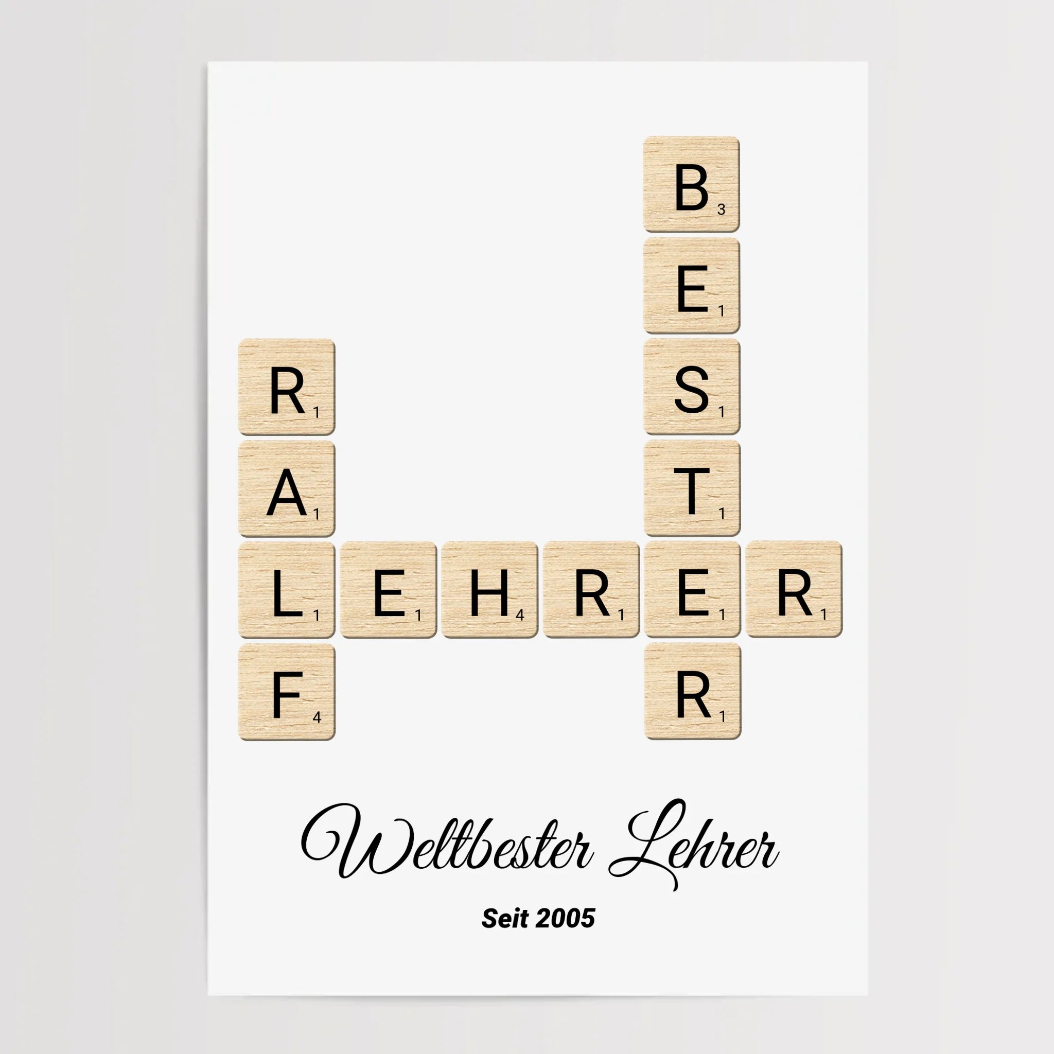 Weihnachtsgeschenk für Lehrer Scrabble Wort Poster personalisierbar - Cantty