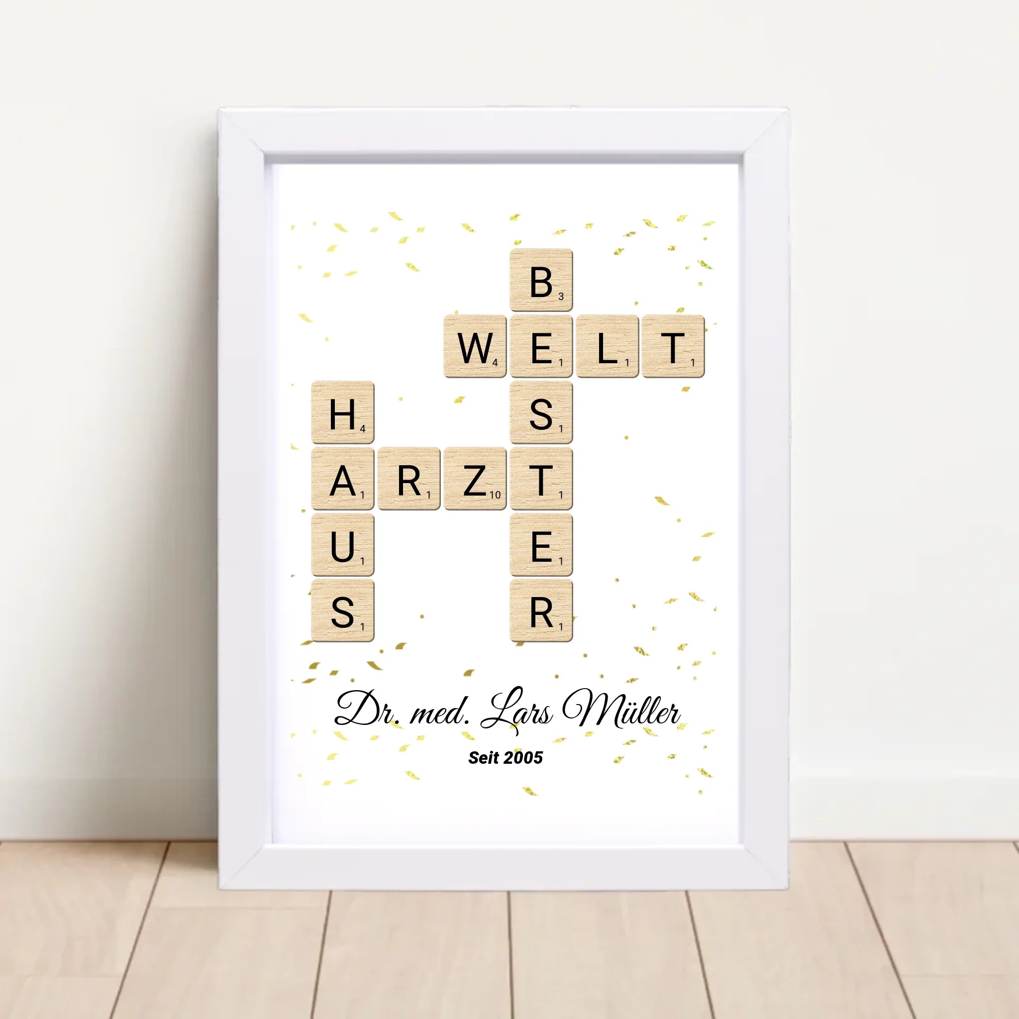Weihnachtsgeschenk für Hausarzt Scrabble Wort Poster personalisierbar - Cantty