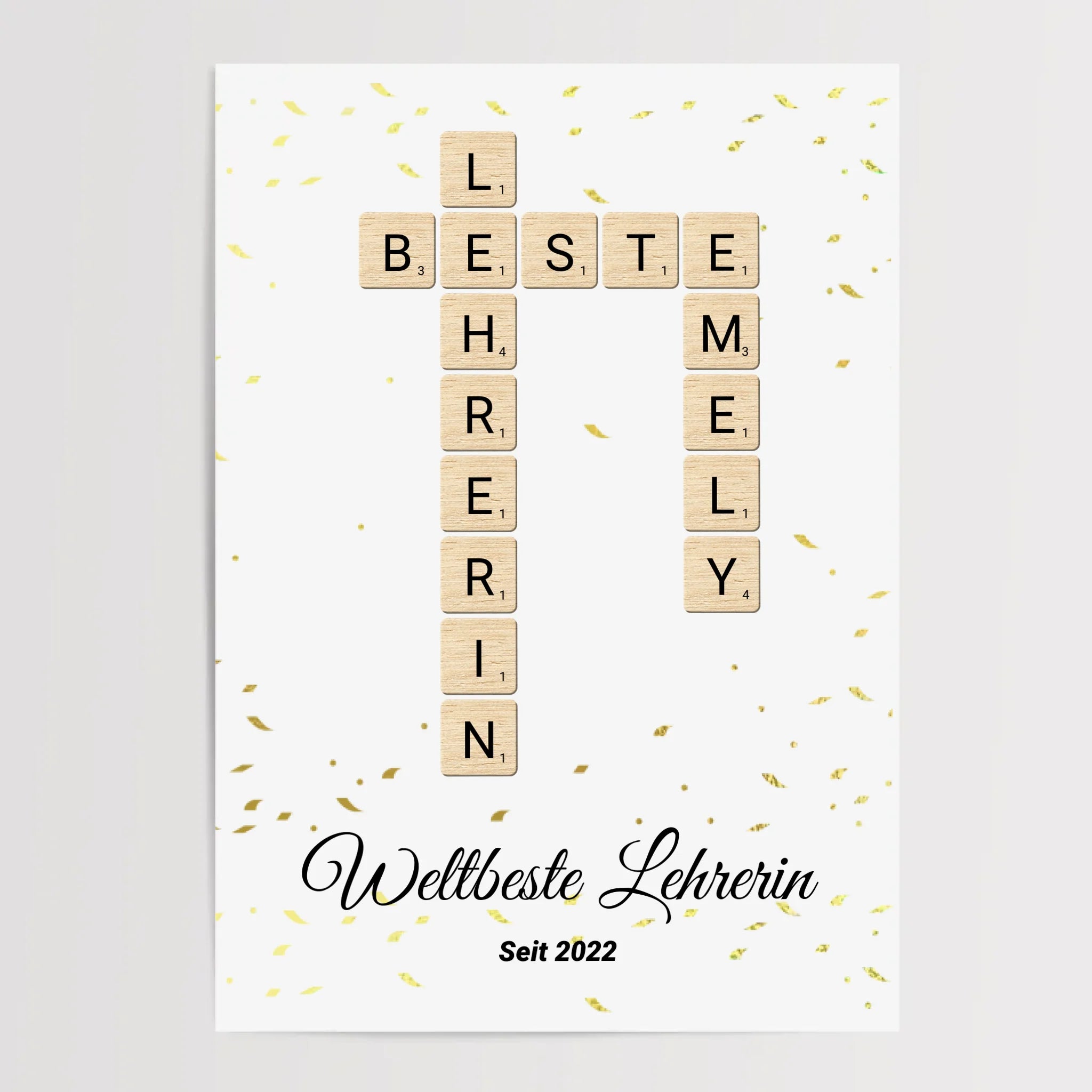 Lehrerin Weihnachtsgeschenk Scrabble Wort Poster personalisierbar - Cantty