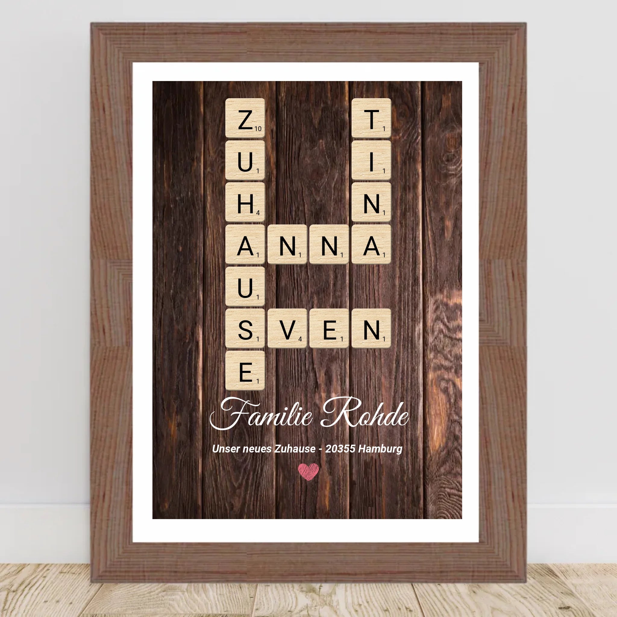 Einzugsgeschenk Wohnung Haus Einweihung Bild mit Bilderrahmen personalisierbar - Cantty