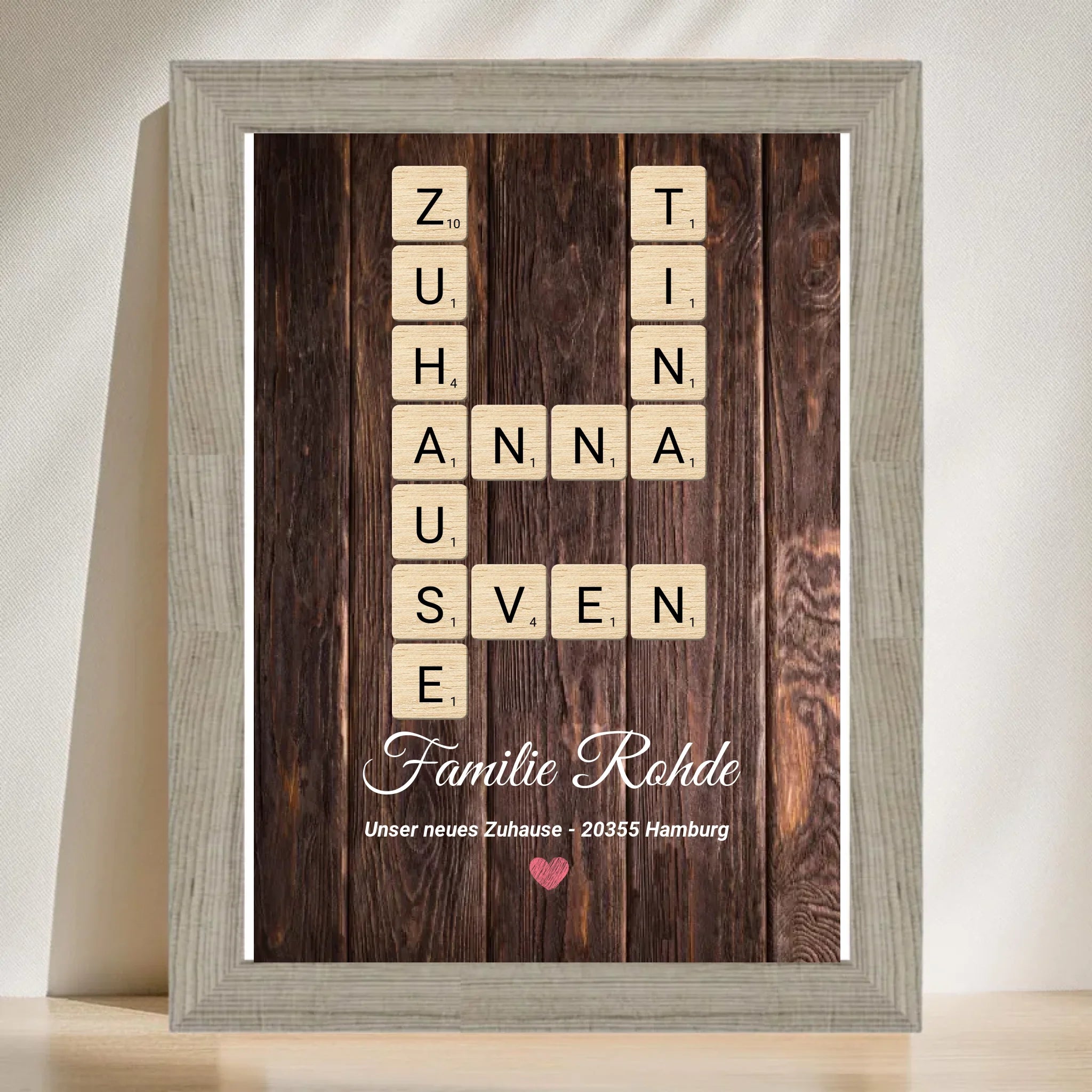 Einzugsgeschenk Wohnung Haus Einweihung Bild mit Bilderrahmen personalisierbar - Cantty