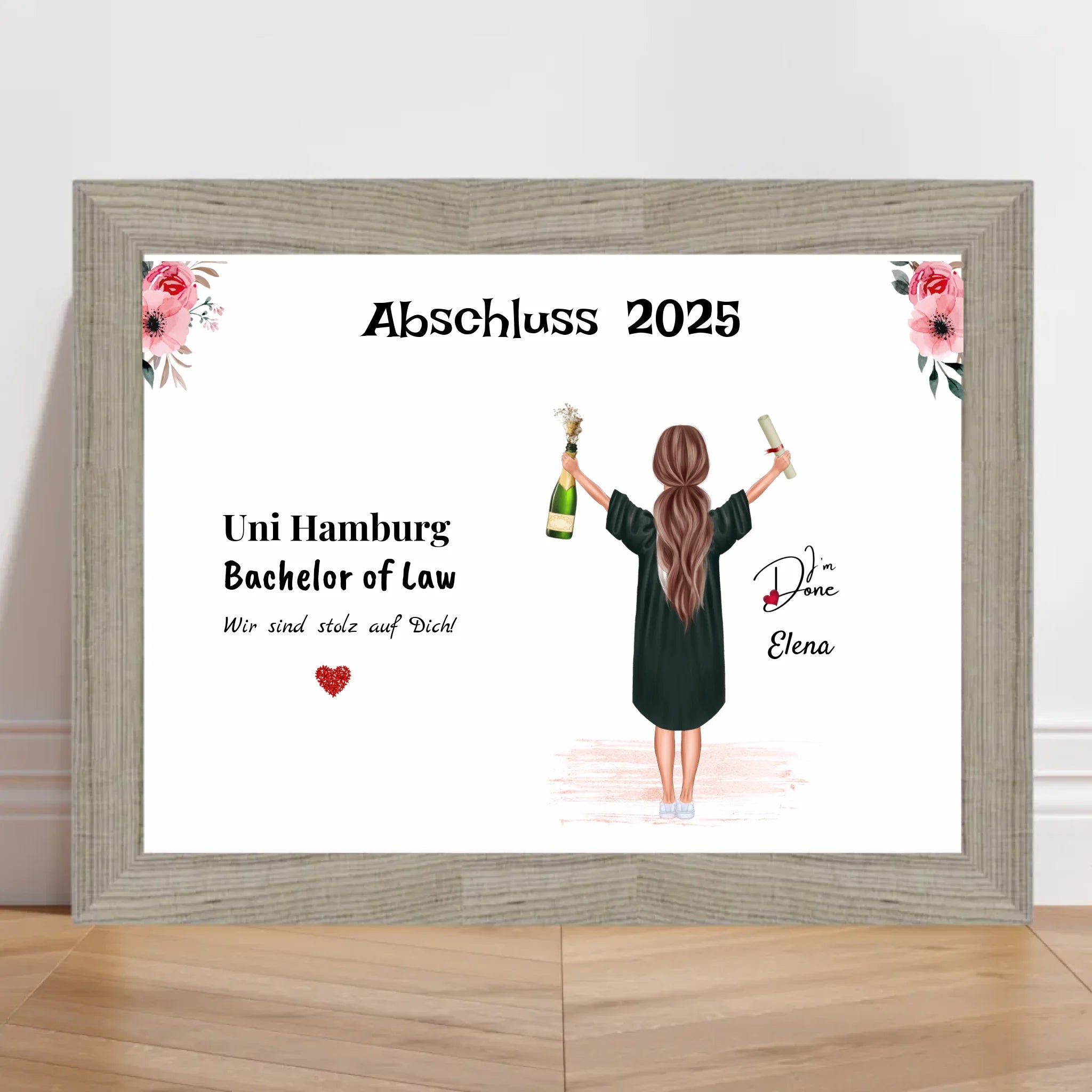 Abschlussgeschenk Bild für Mädchen, Studium Bachelor & Master Abitur Ausbildung Schule - Cantty