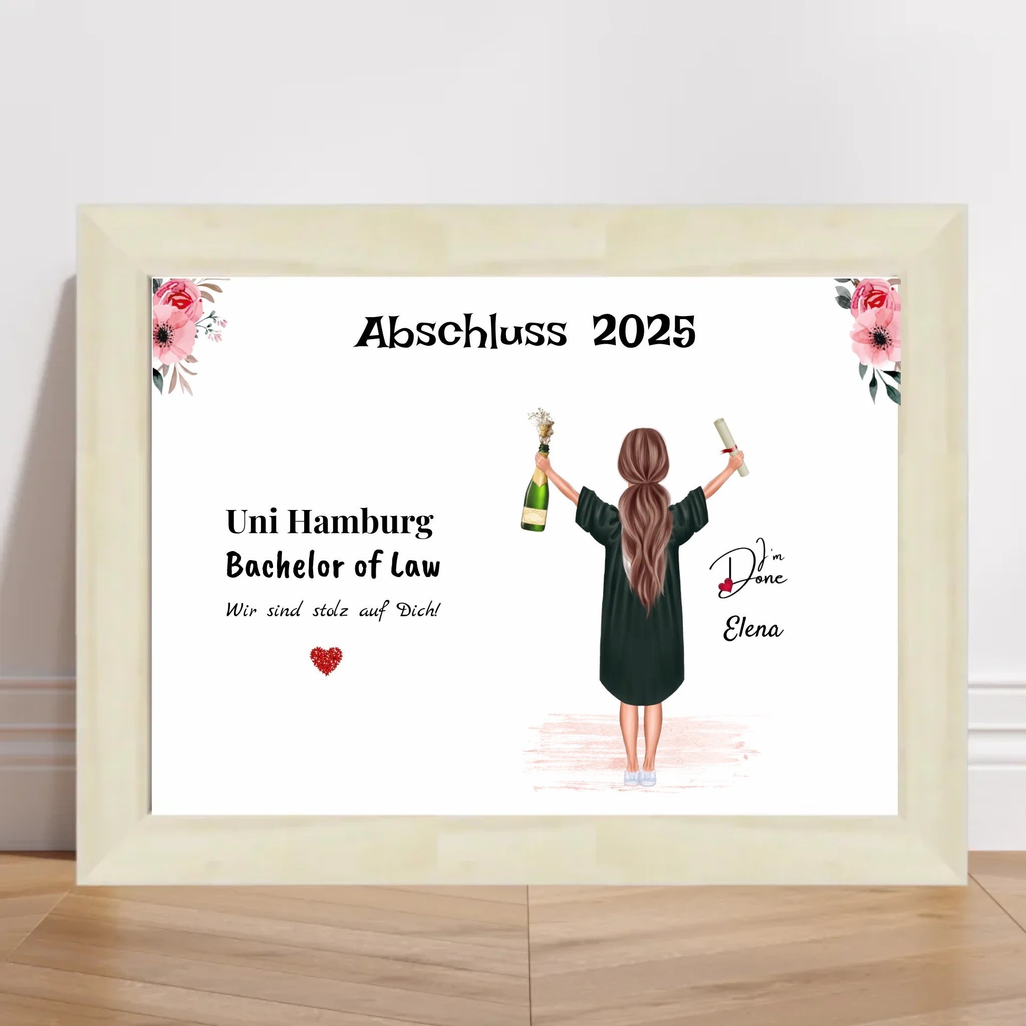 Abschlussgeschenk Bild für Mädchen, Studium Bachelor & Master Abitur Ausbildung Schule - Cantty