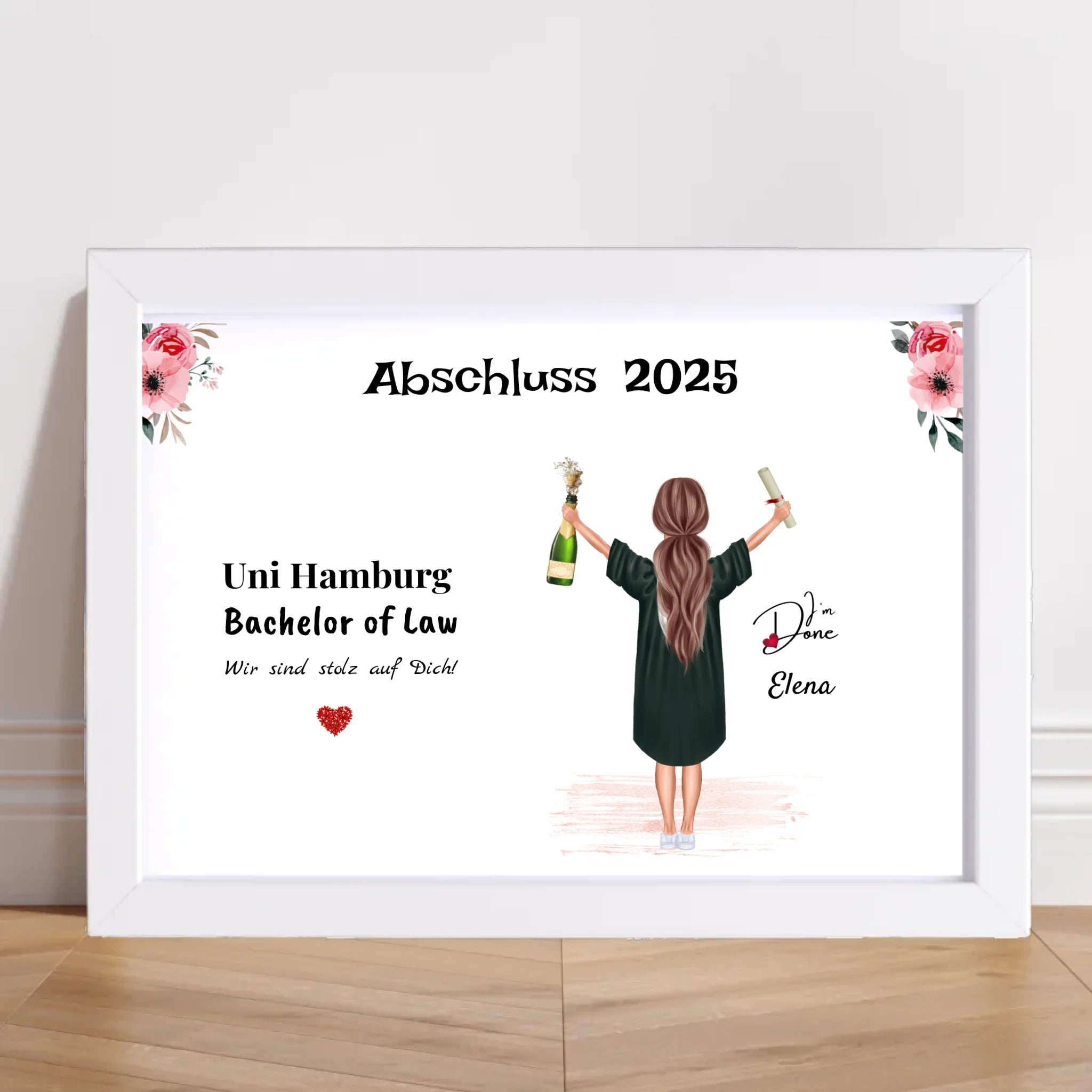 Abschlussgeschenk Bild für Mädchen, Studium Bachelor & Master Abitur Ausbildung Schule - Cantty
