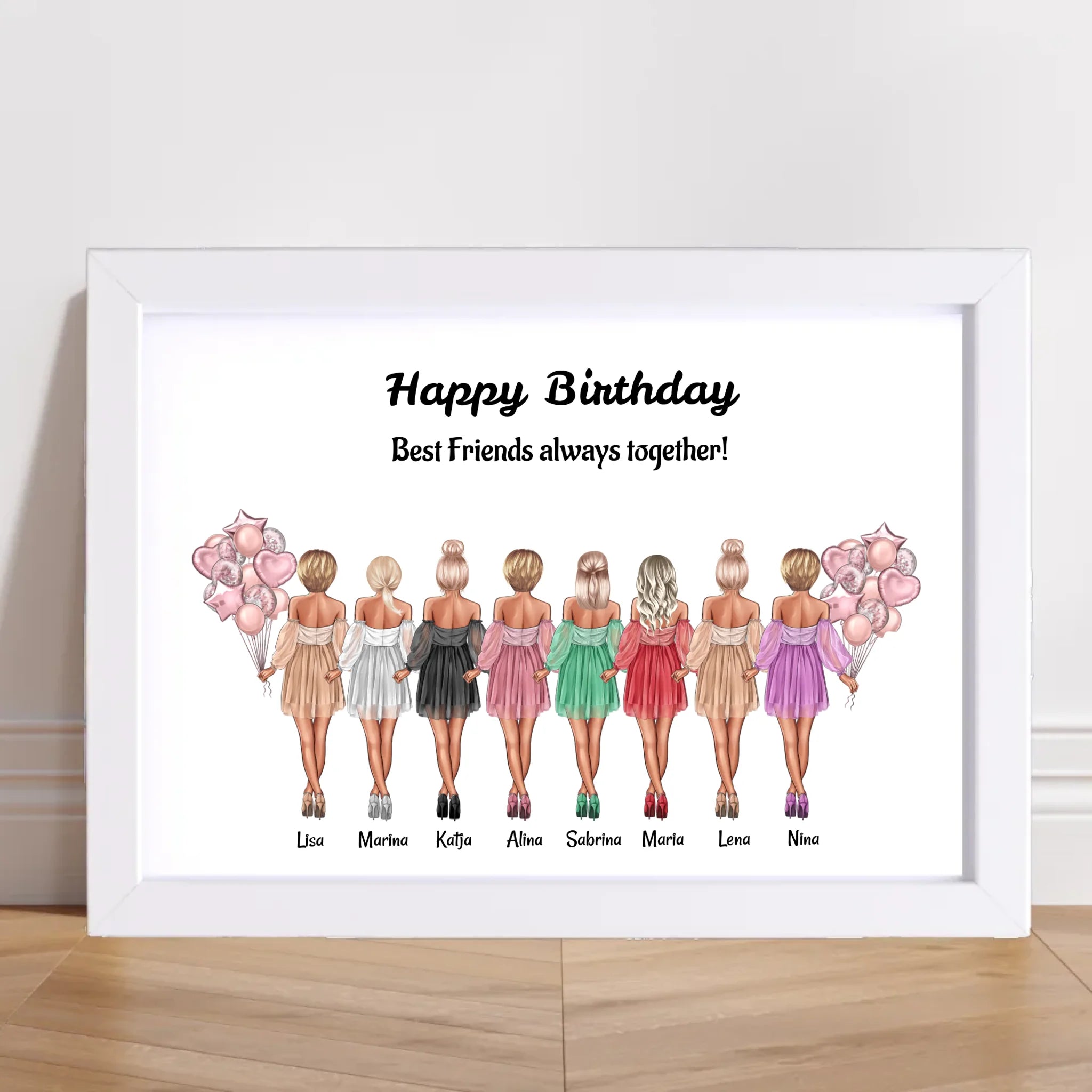 Geschenk 8 Freundinnen Bild personalisiert - Cantty