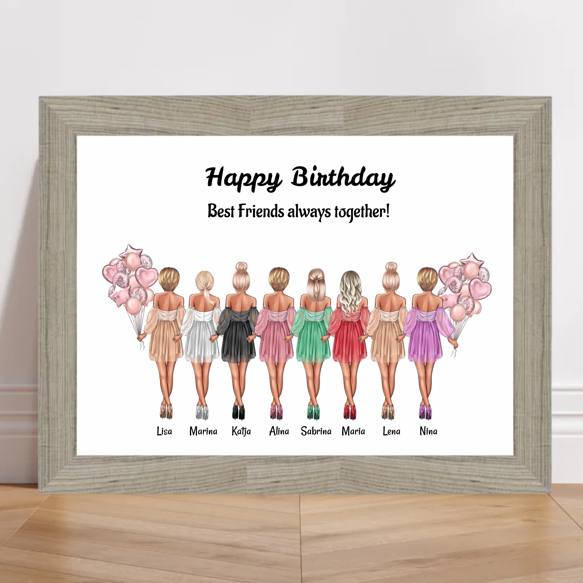 Geschenk 8 Freundinnen Bild personalisiert - Cantty