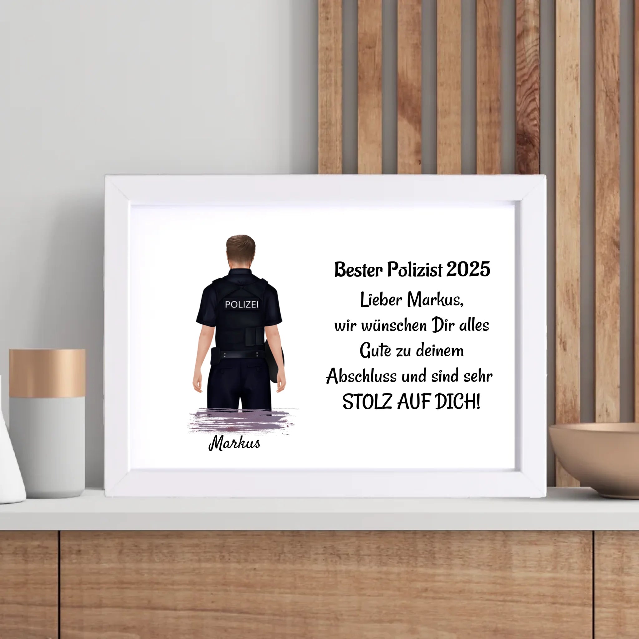 Polizist Mann Ausbildung Abschluss Geschenk Poster - Cantty