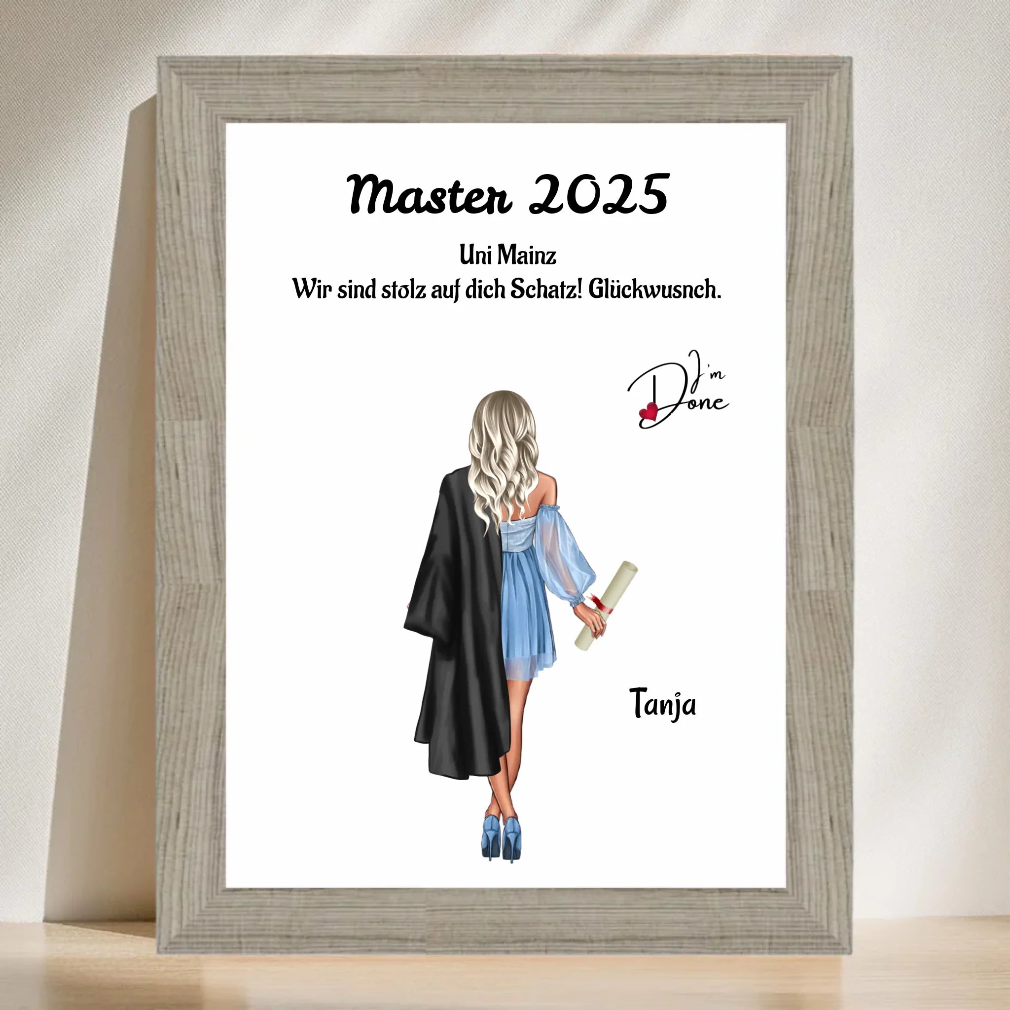 Poster mit Rahmen Beige 3