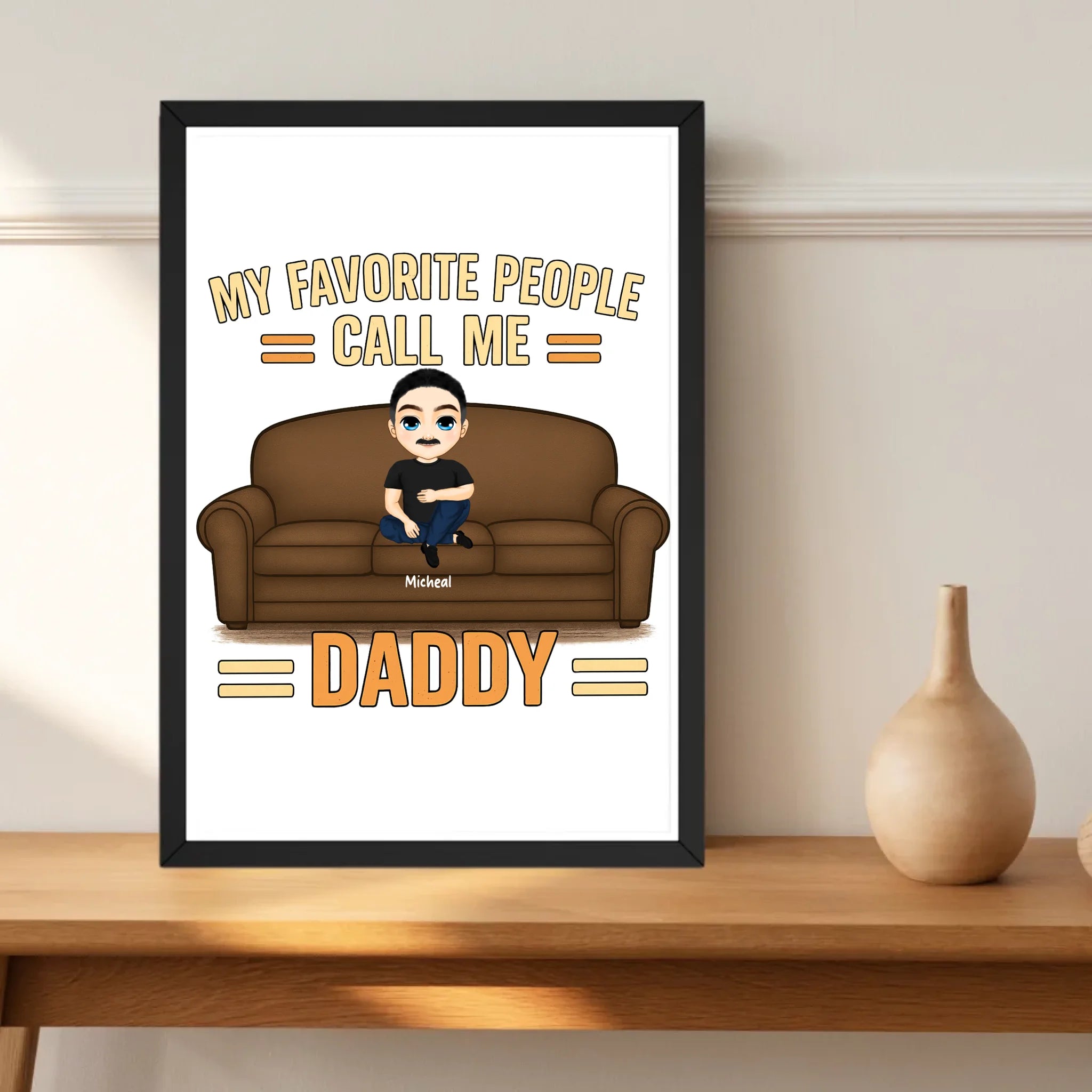 Papa Kinder Cartoon Illustration Poster Geschenk personalisierbar - Cantty