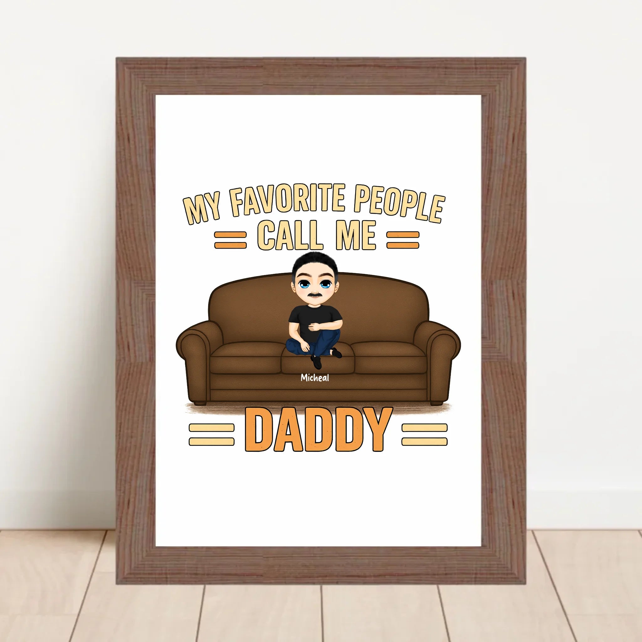 Papa Kinder Cartoon Illustration Poster Geschenk personalisierbar - Cantty
