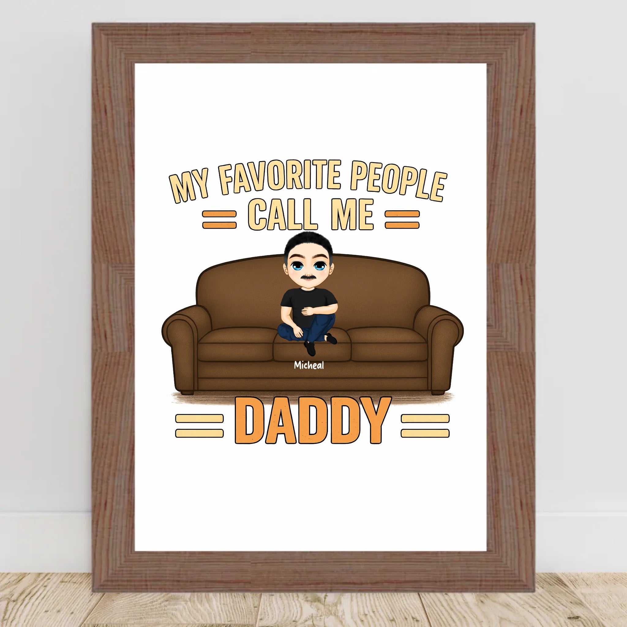 Papa Kinder Cartoon Illustration Poster Geschenk personalisierbar - Cantty