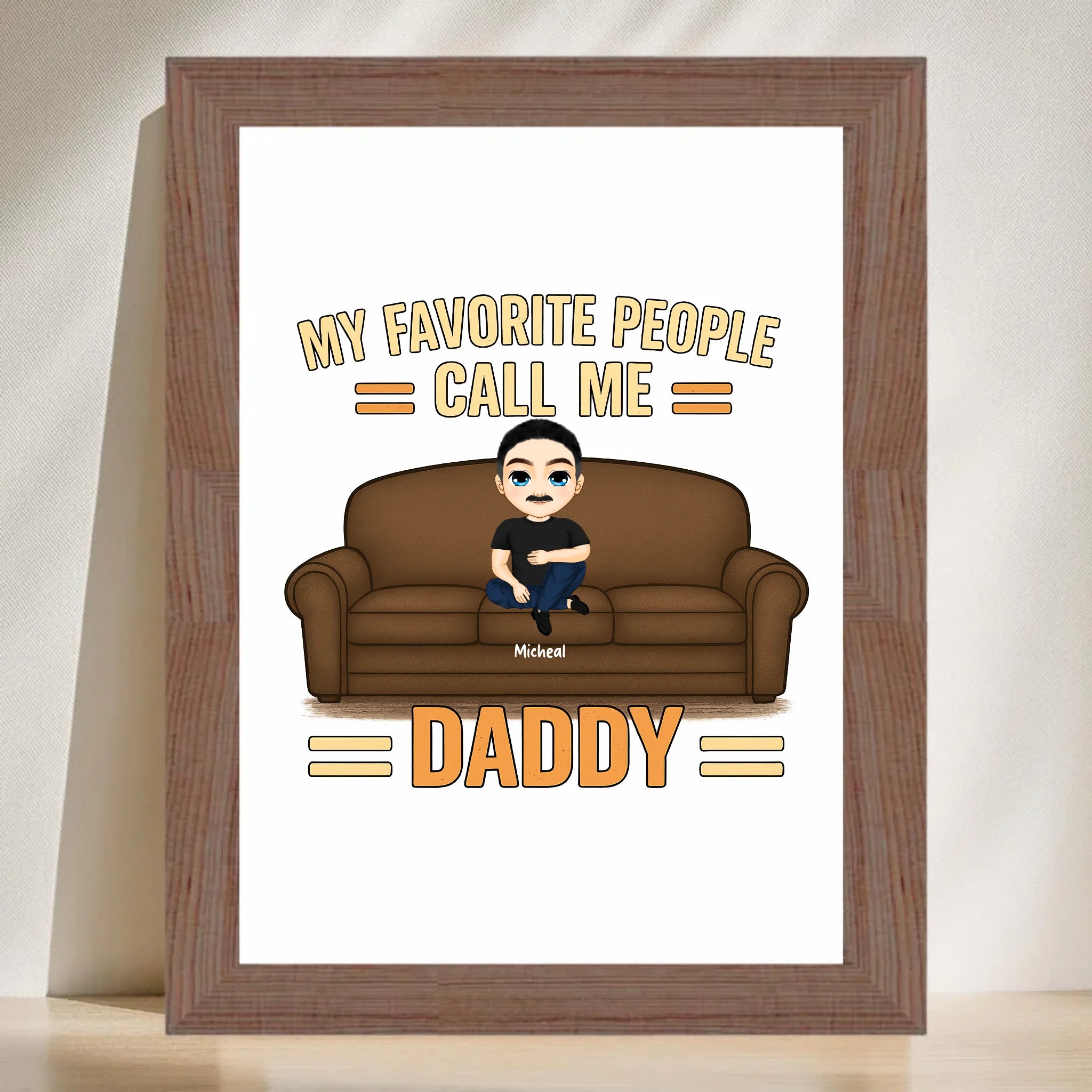 Papa Kinder Cartoon Illustration Poster Geschenk personalisierbar - Cantty