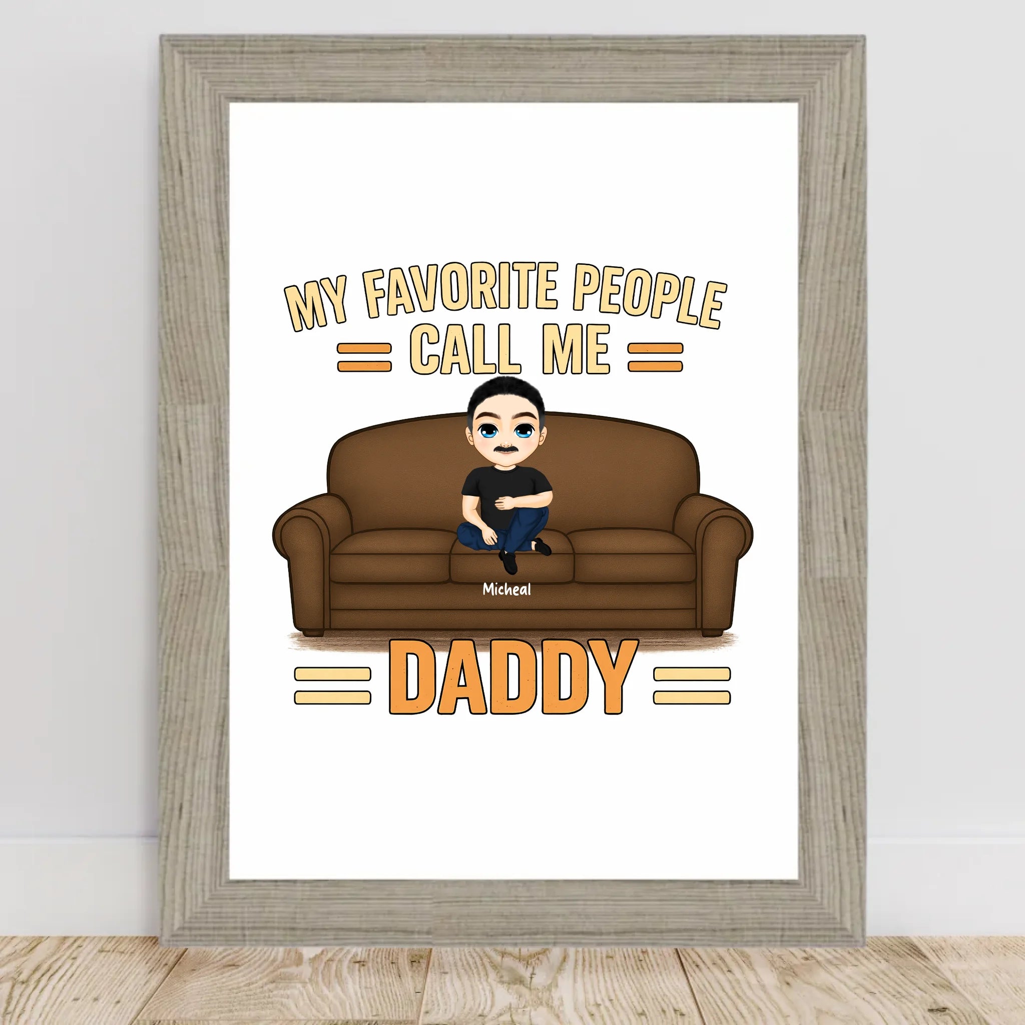 Papa Kinder Cartoon Illustration Poster Geschenk personalisierbar - Cantty