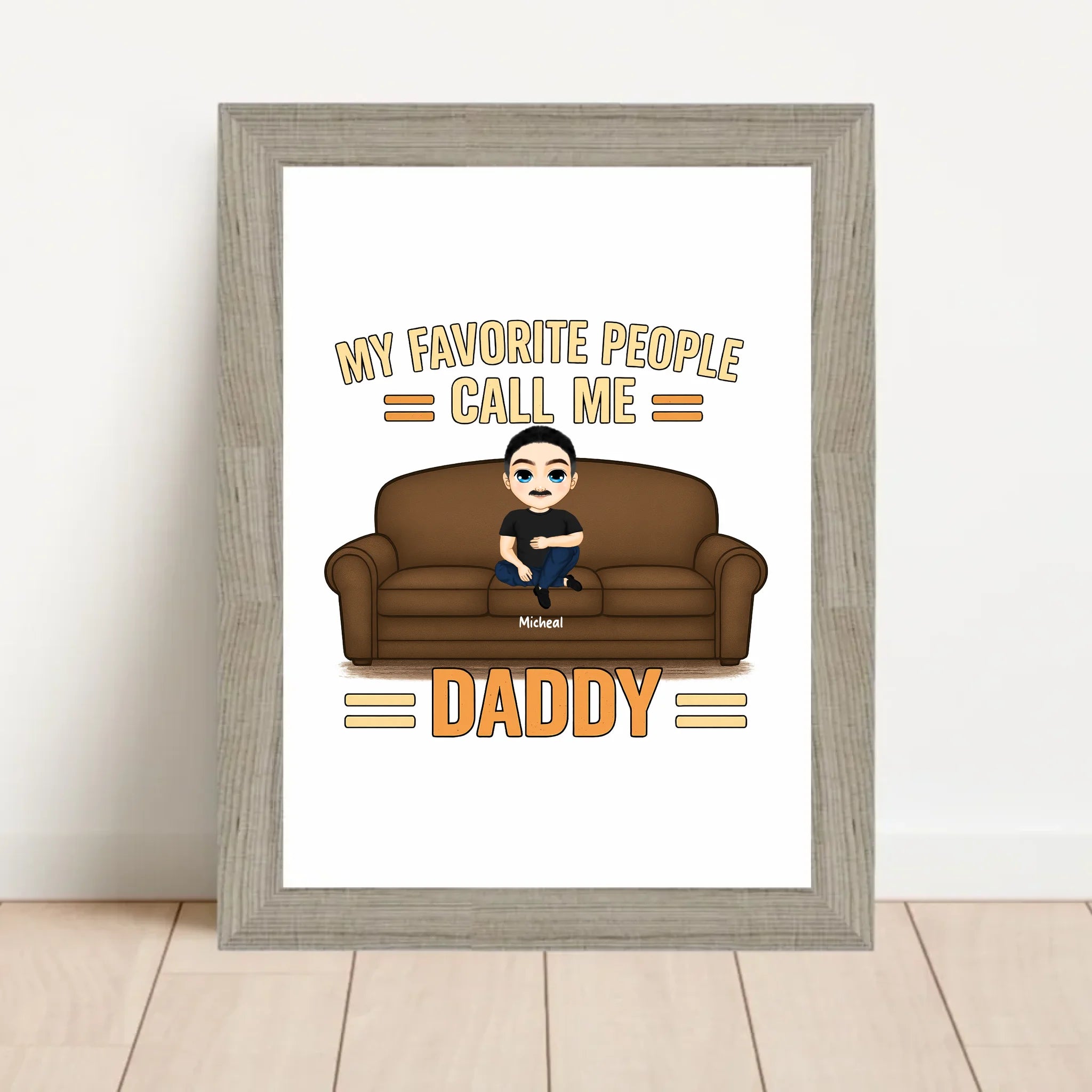 Papa Kinder Cartoon Illustration Poster Geschenk personalisierbar - Cantty
