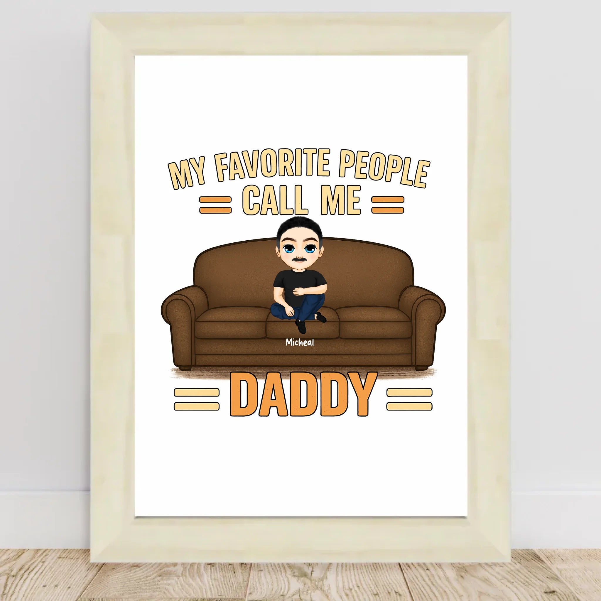 Papa Kinder Cartoon Illustration Poster Geschenk personalisierbar - Cantty