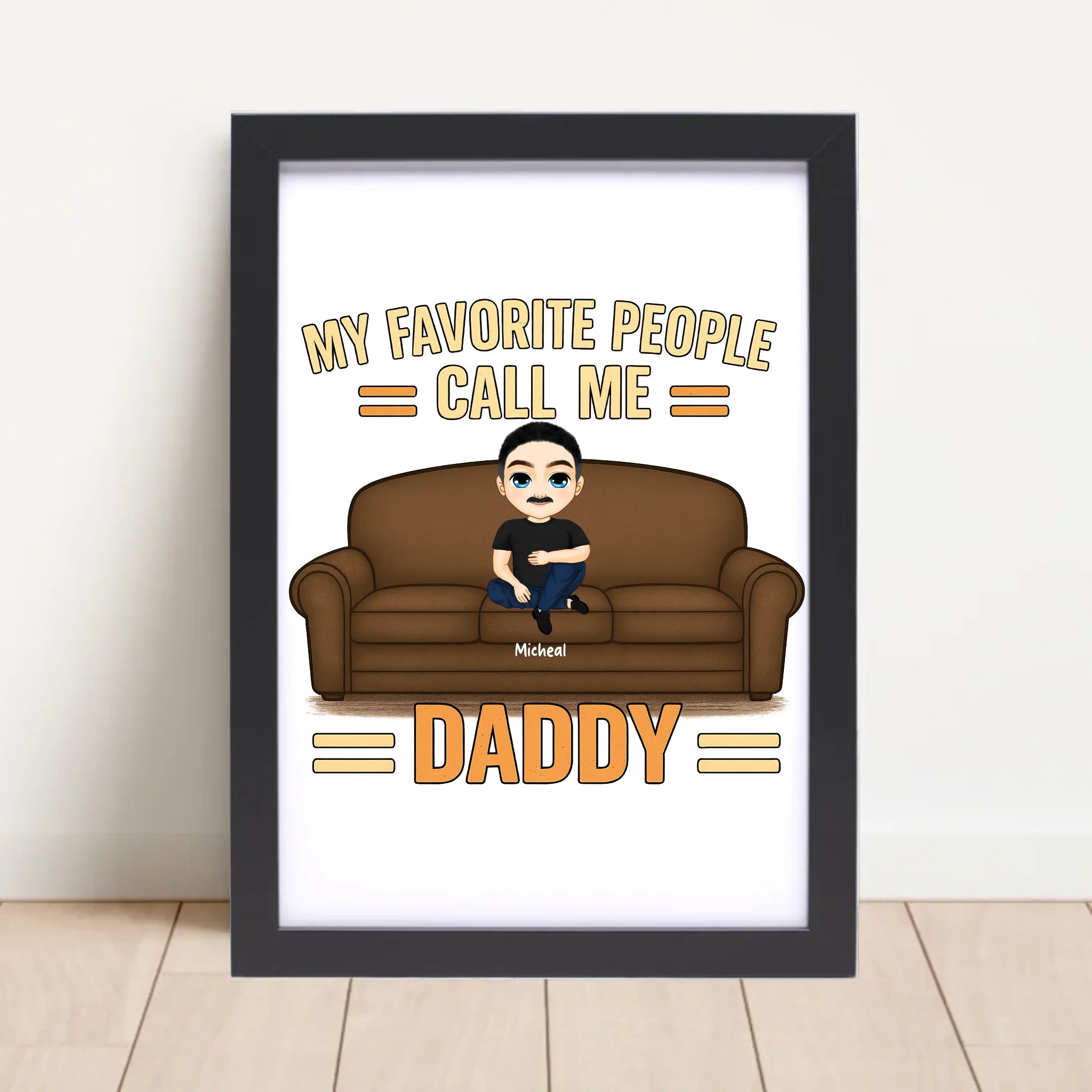 Papa Kinder Cartoon Illustration Poster Geschenk personalisierbar - Cantty