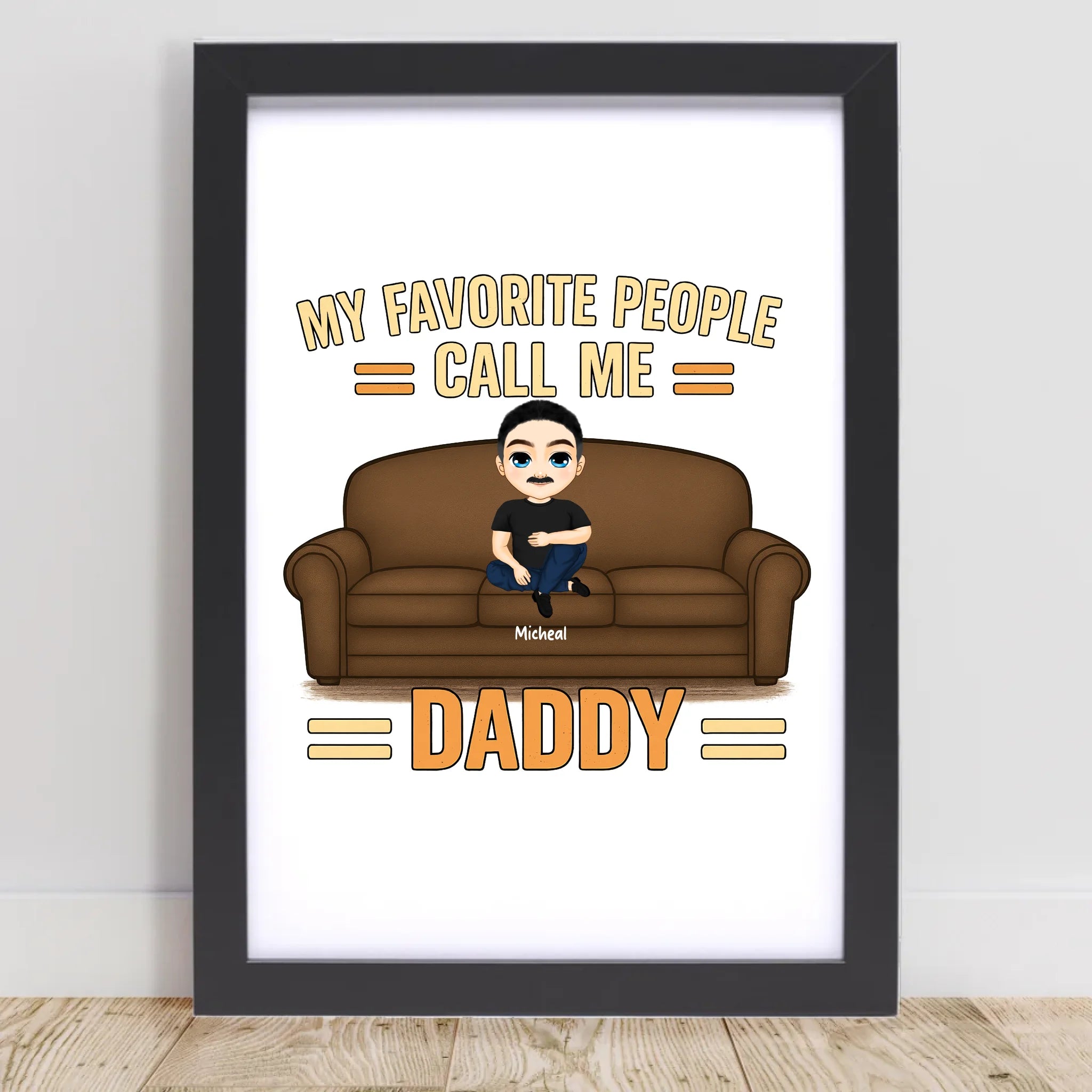 Papa Kinder Cartoon Illustration Poster Geschenk personalisierbar - Cantty