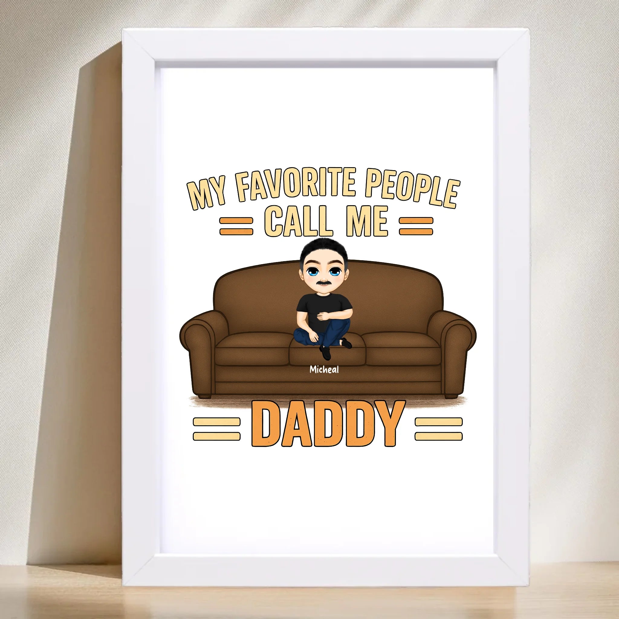 Papa Kinder Cartoon Illustration Poster Geschenk personalisierbar - Cantty