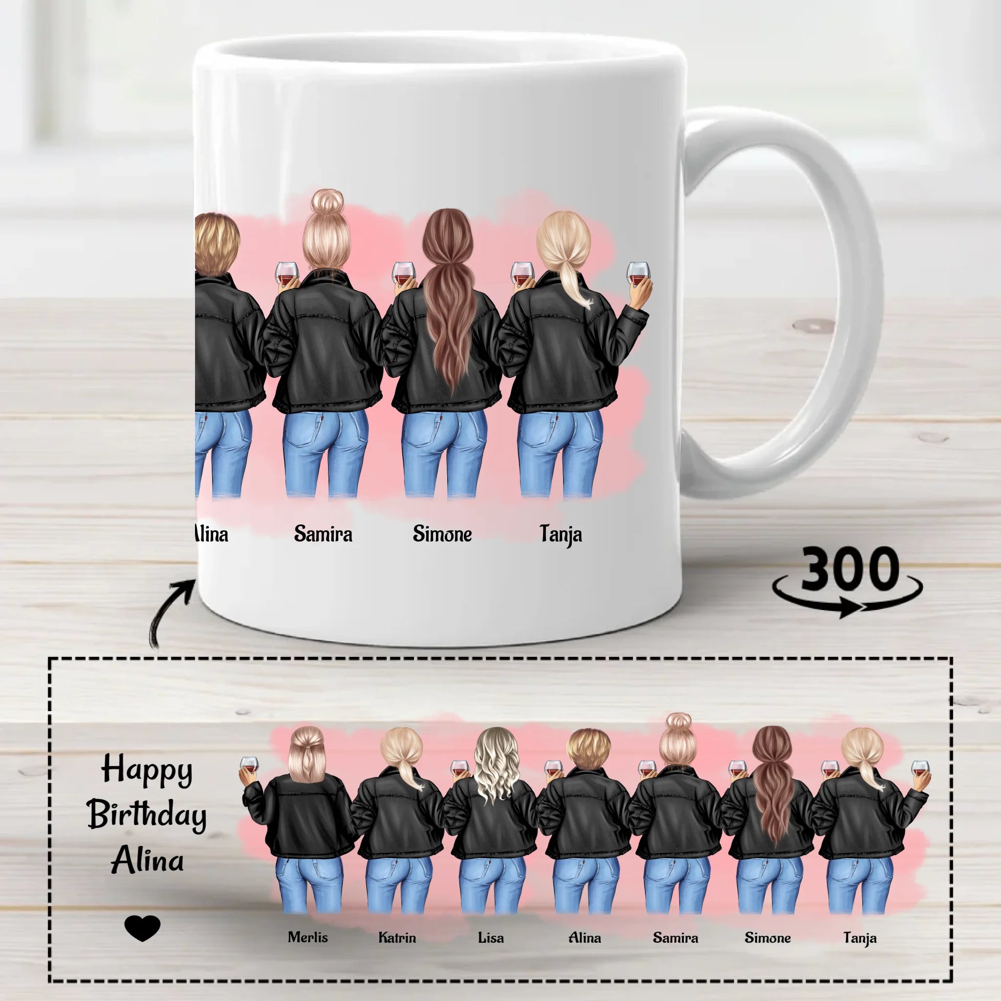 7 Kolleginnen Tasse Geschenk personalisiert - Cantty
